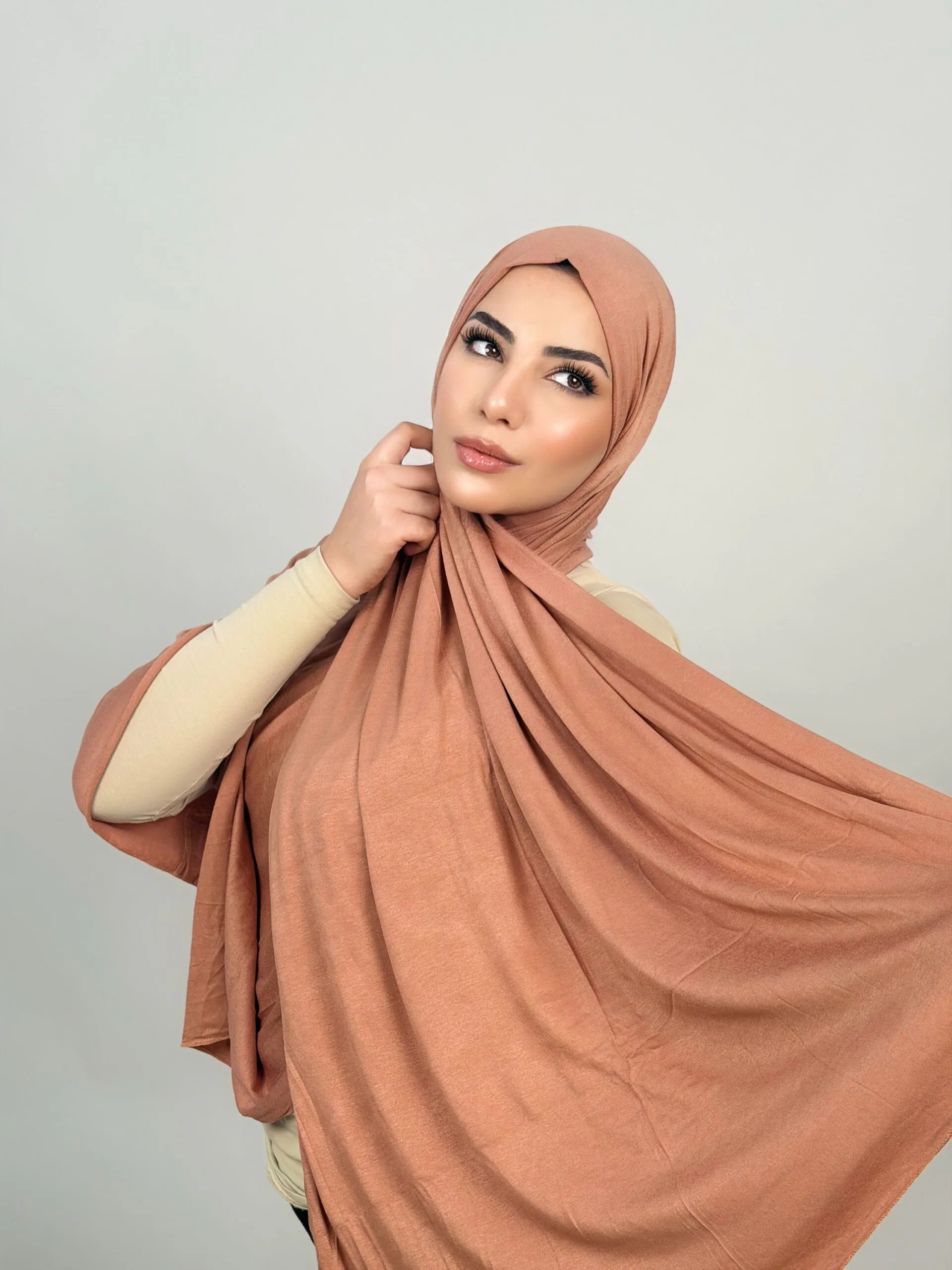 Foulard Cotton Viscose Brique Clair – Image 3