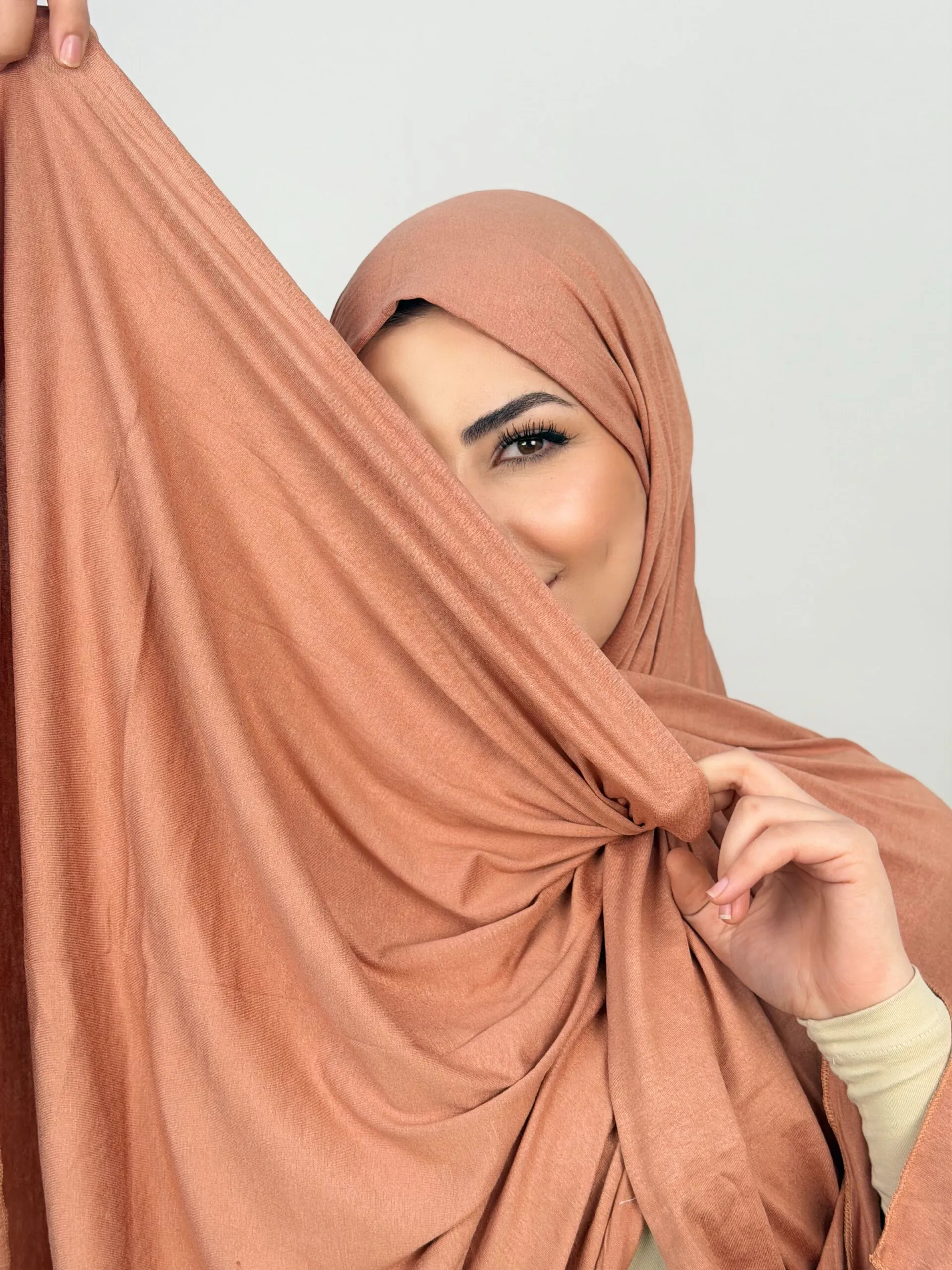 Foulard Cotton Viscose Brique Clair – Image 2