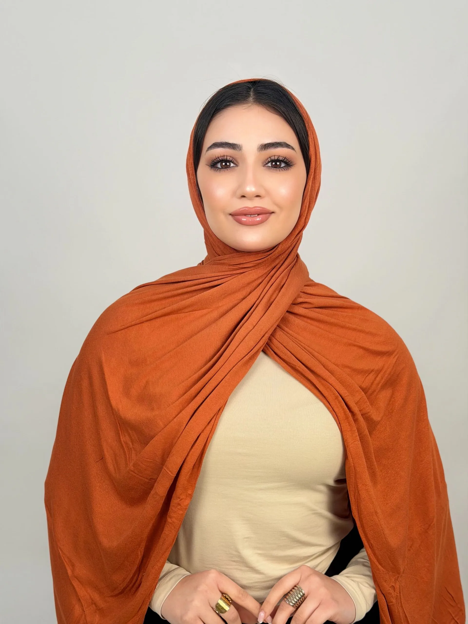 Foulard Cotton Viscose Rouge Brique – Image 3