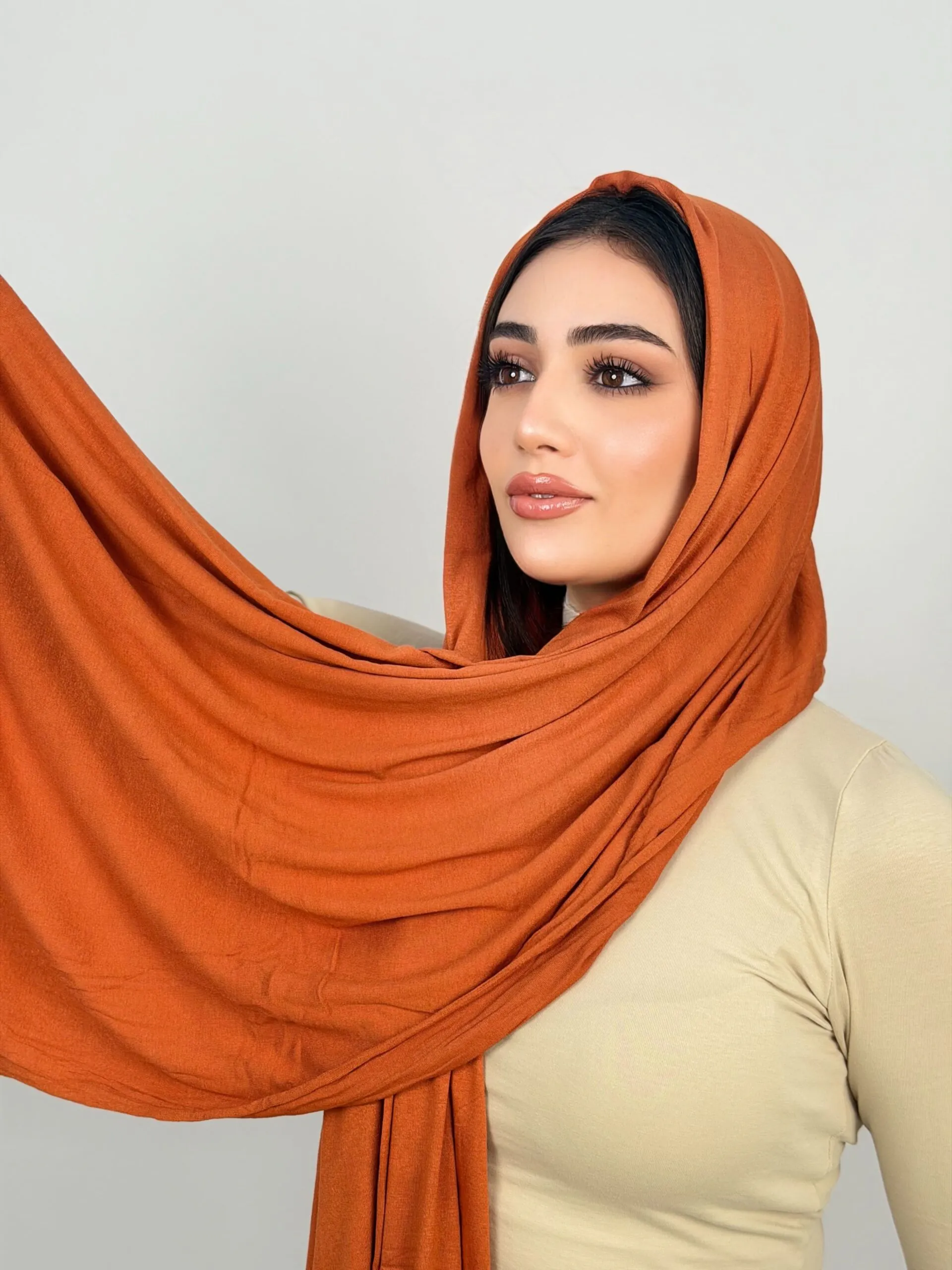 Foulard Cotton Viscose Rouge Brique – Image 1