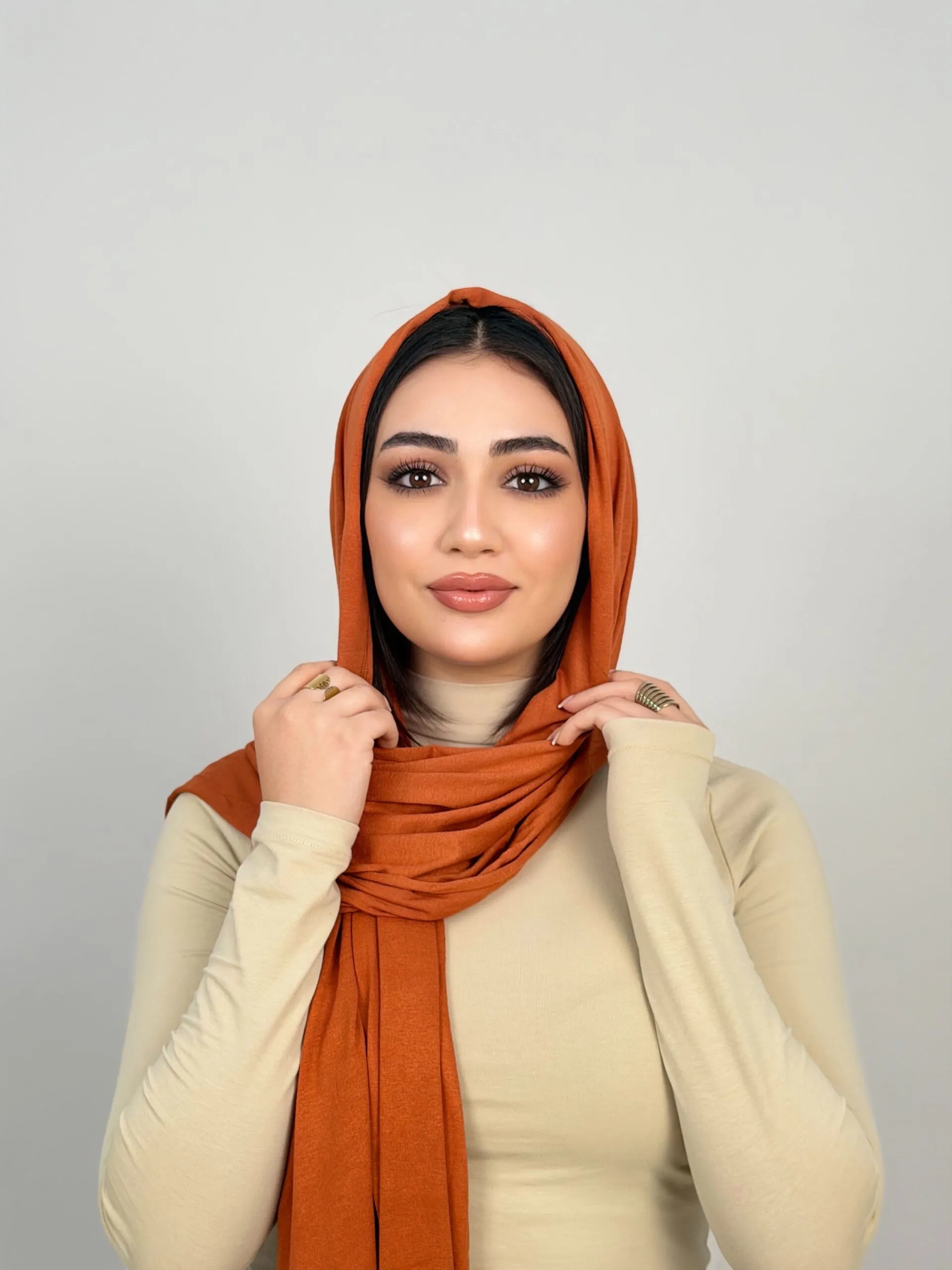 Foulard Cotton Viscose Rouge Brique – Image 2