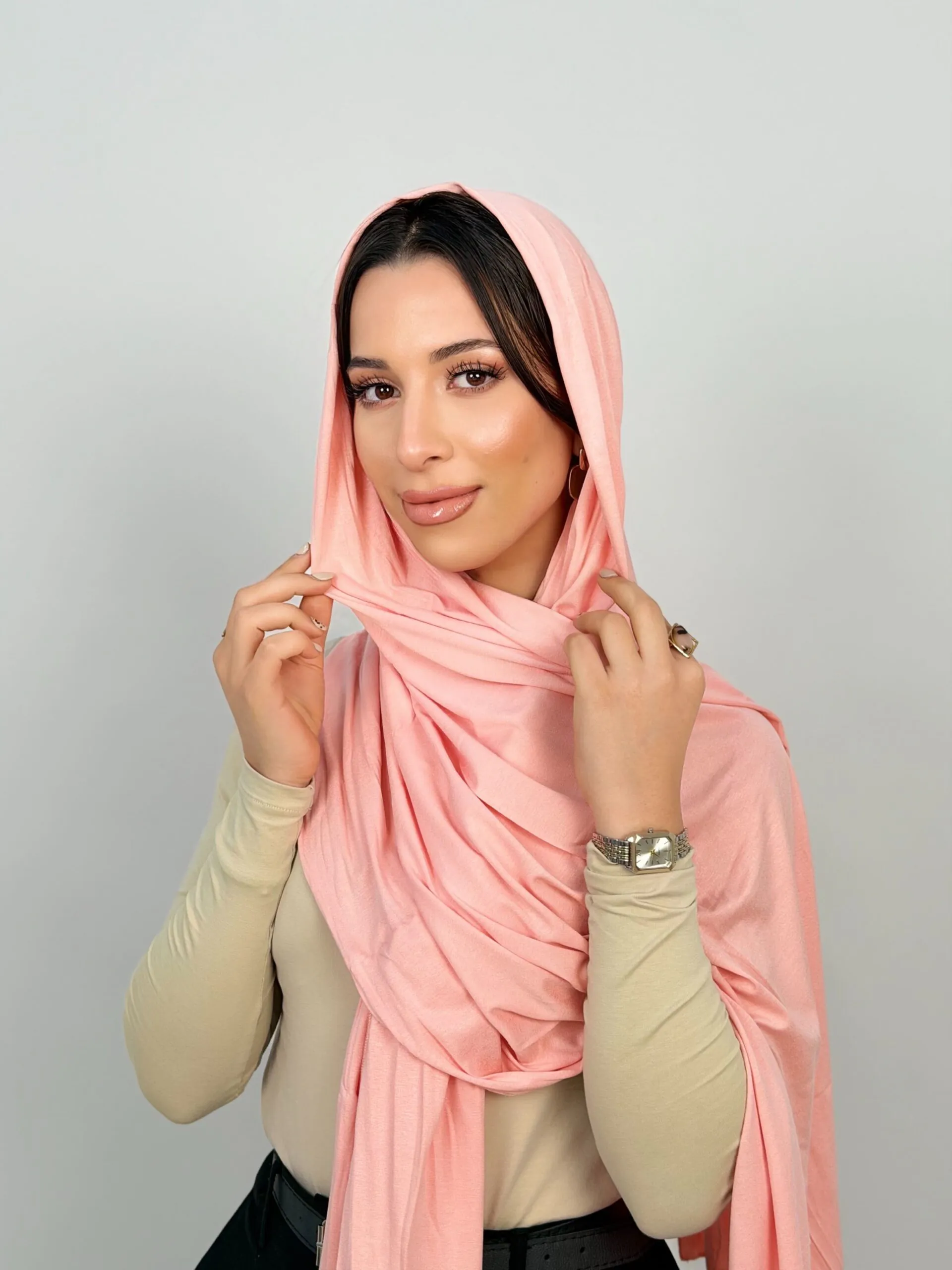Foulard Cotton Viscose Saumon – Image 3