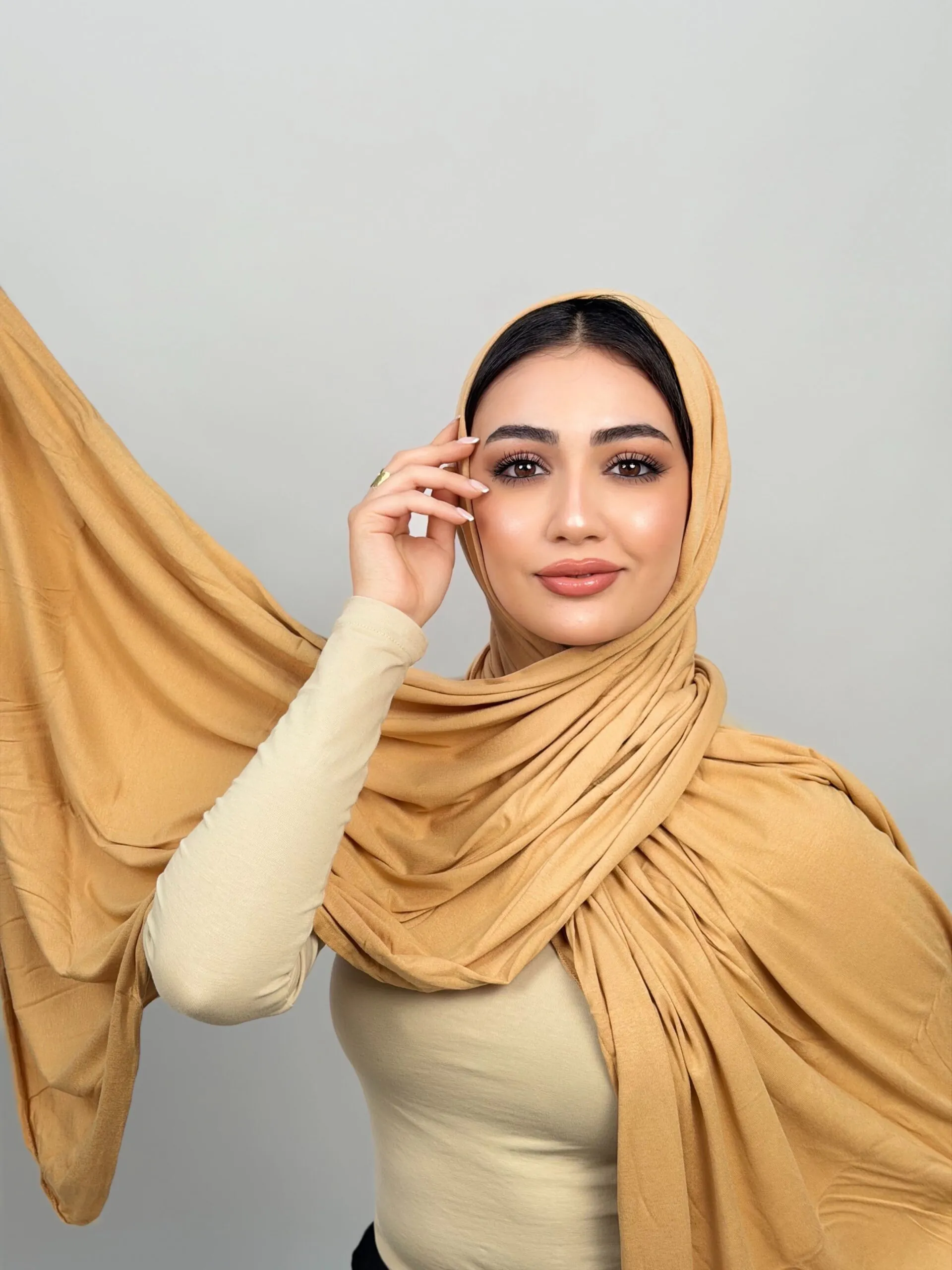 Foulard Cotton Viscose Beige Sable – Image 1
