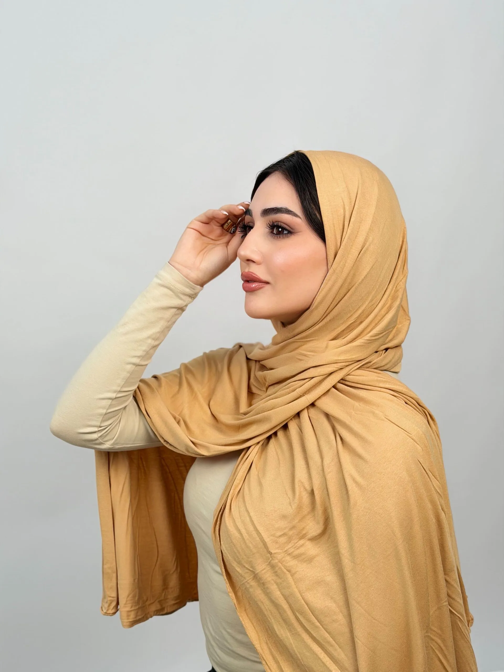 Foulard Cotton Viscose Beige Sable – Image 3