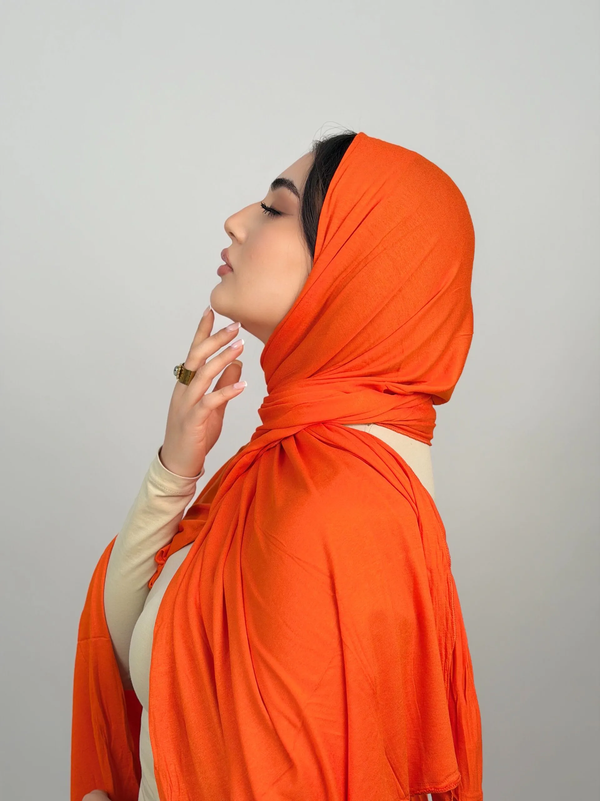 IMG_6591.JPG Foulard Cotton Viscose Orangé – Image 1