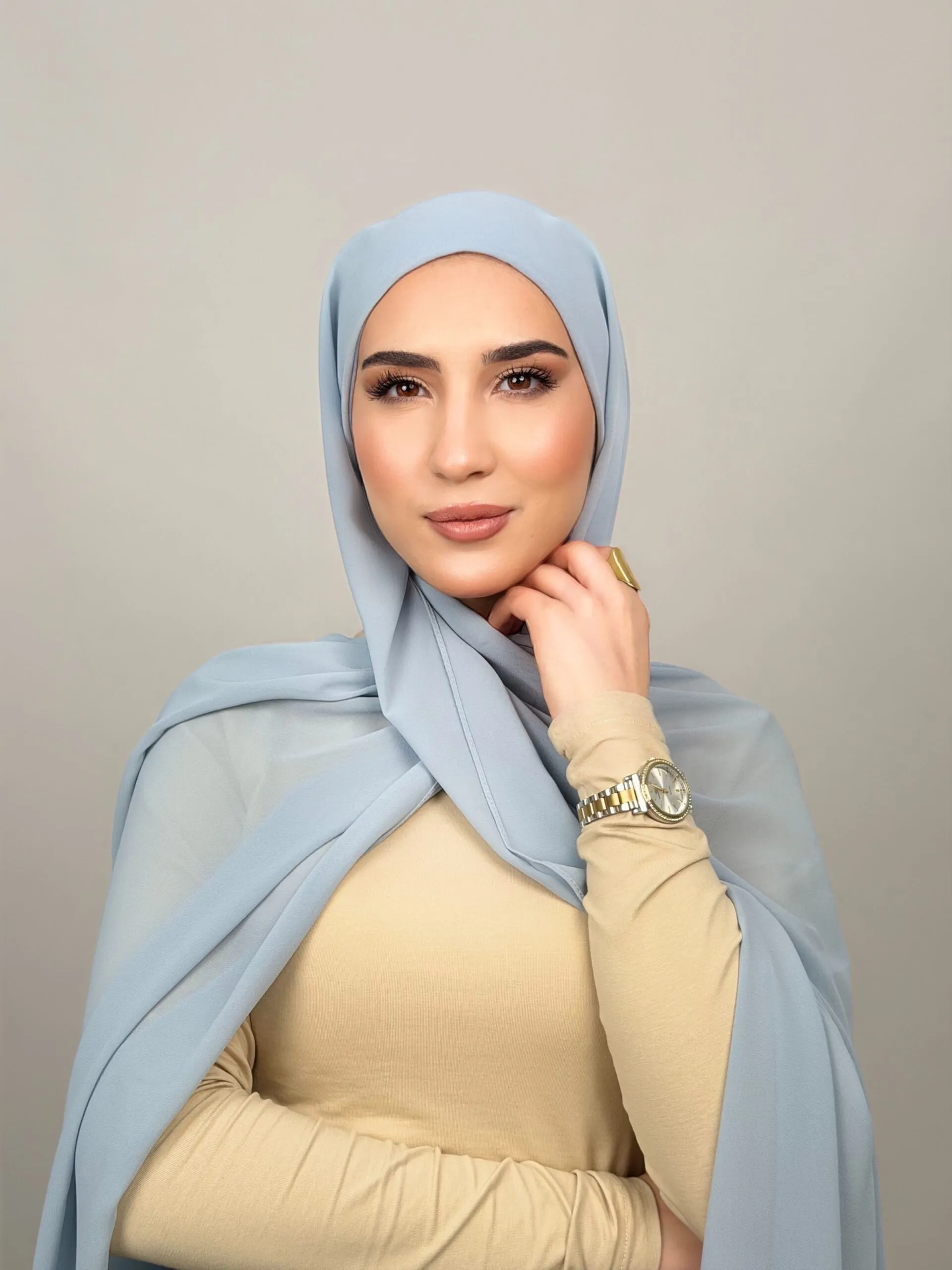 Foulard Chiffon Bleu Ciel – Image 2