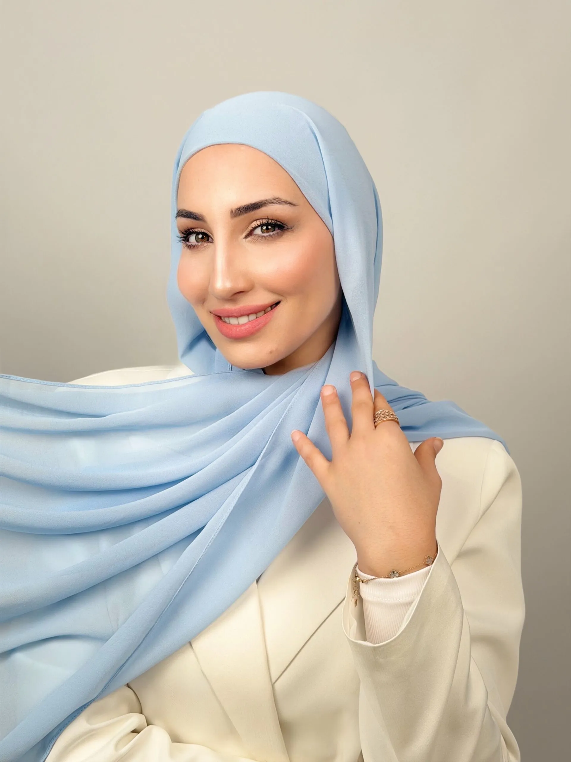 Foulard Chiffon Azur Clair – Image 2
