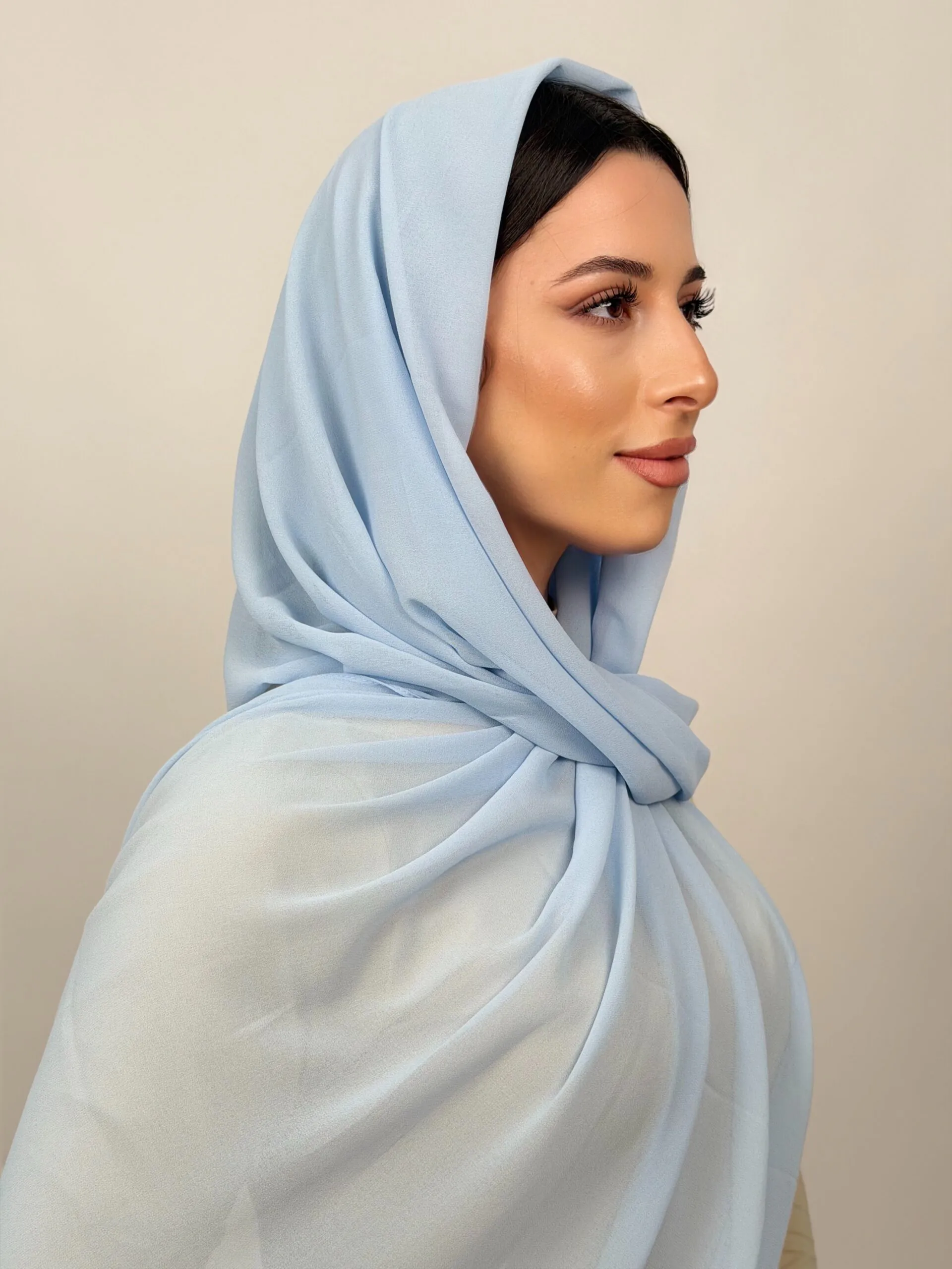 Foulard Chiffon Azur Clair – Image 3