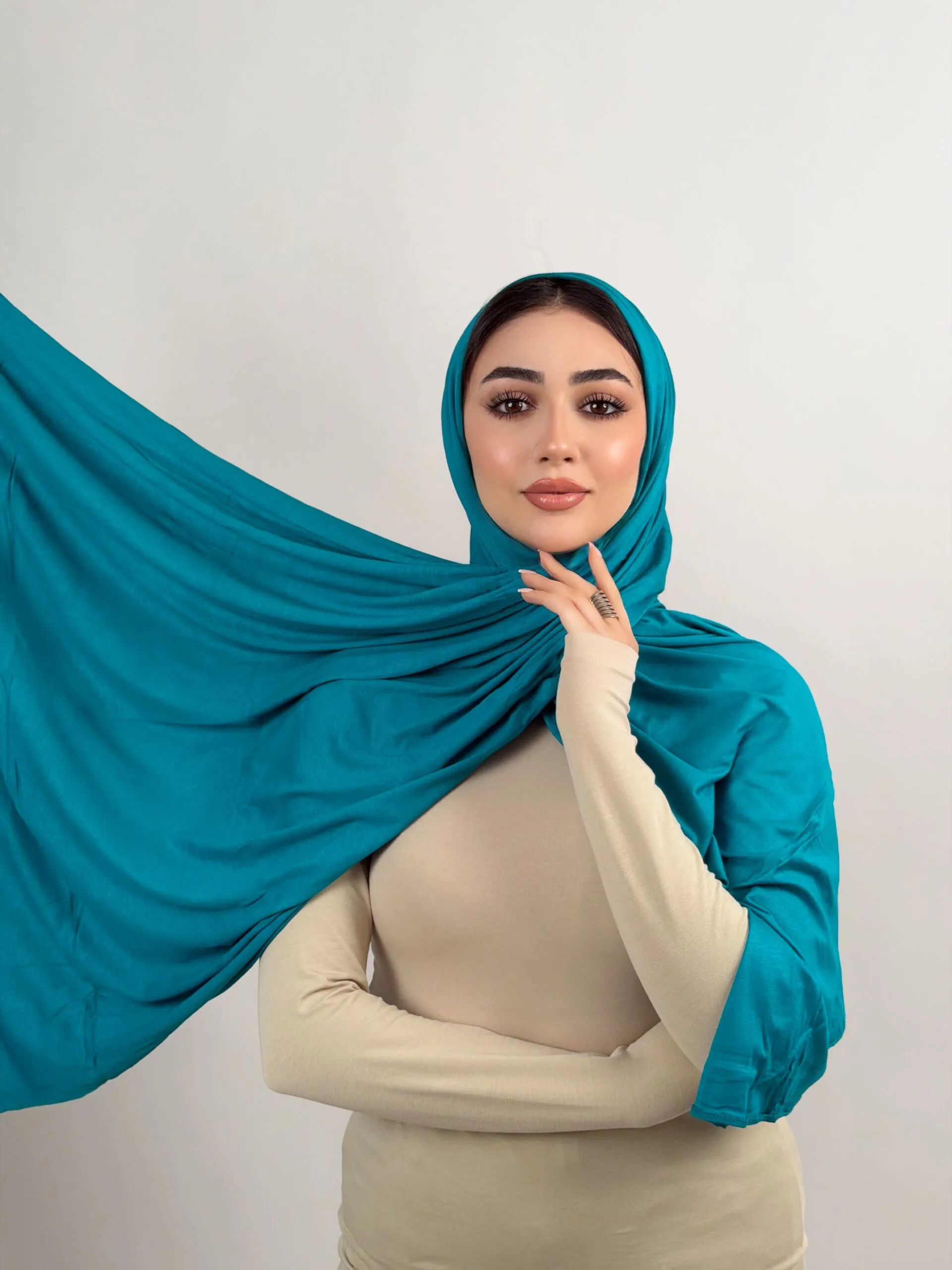 Foulard Cotton Viscose Turquoise – Image 2