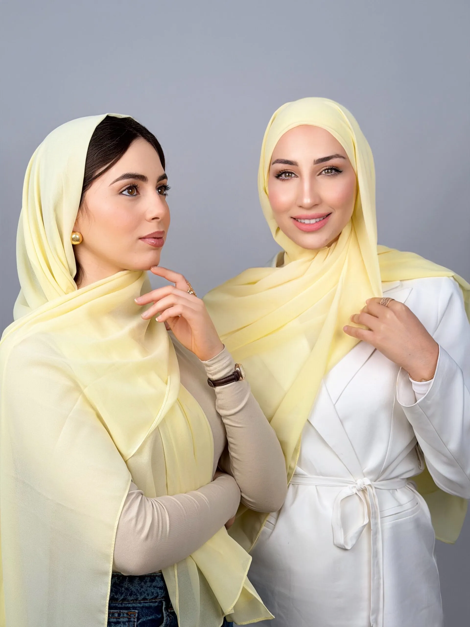 Foulard Chiffon Jaune Poussin – Image 1