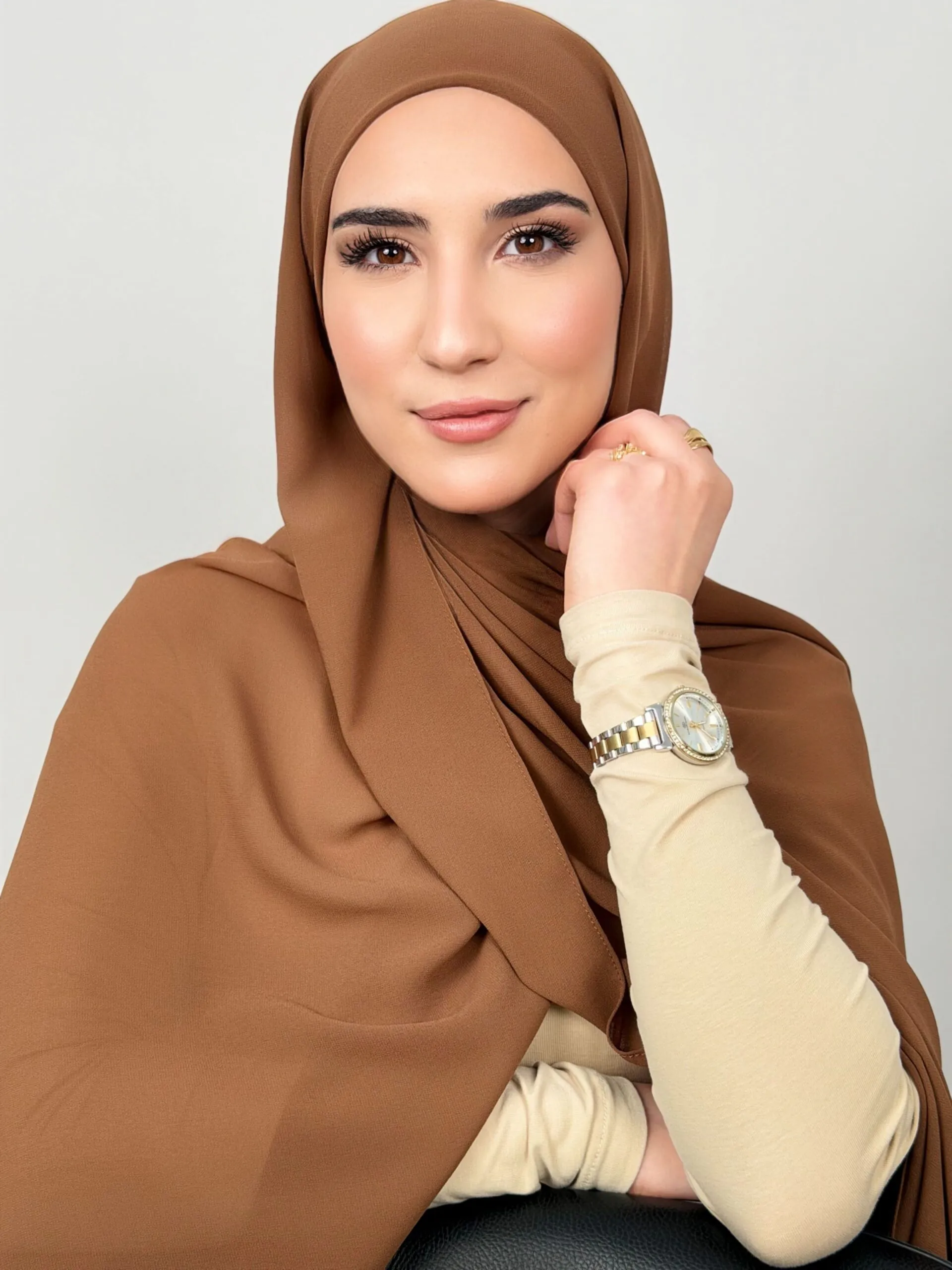 Foulard Chiffon Marron – Image 2