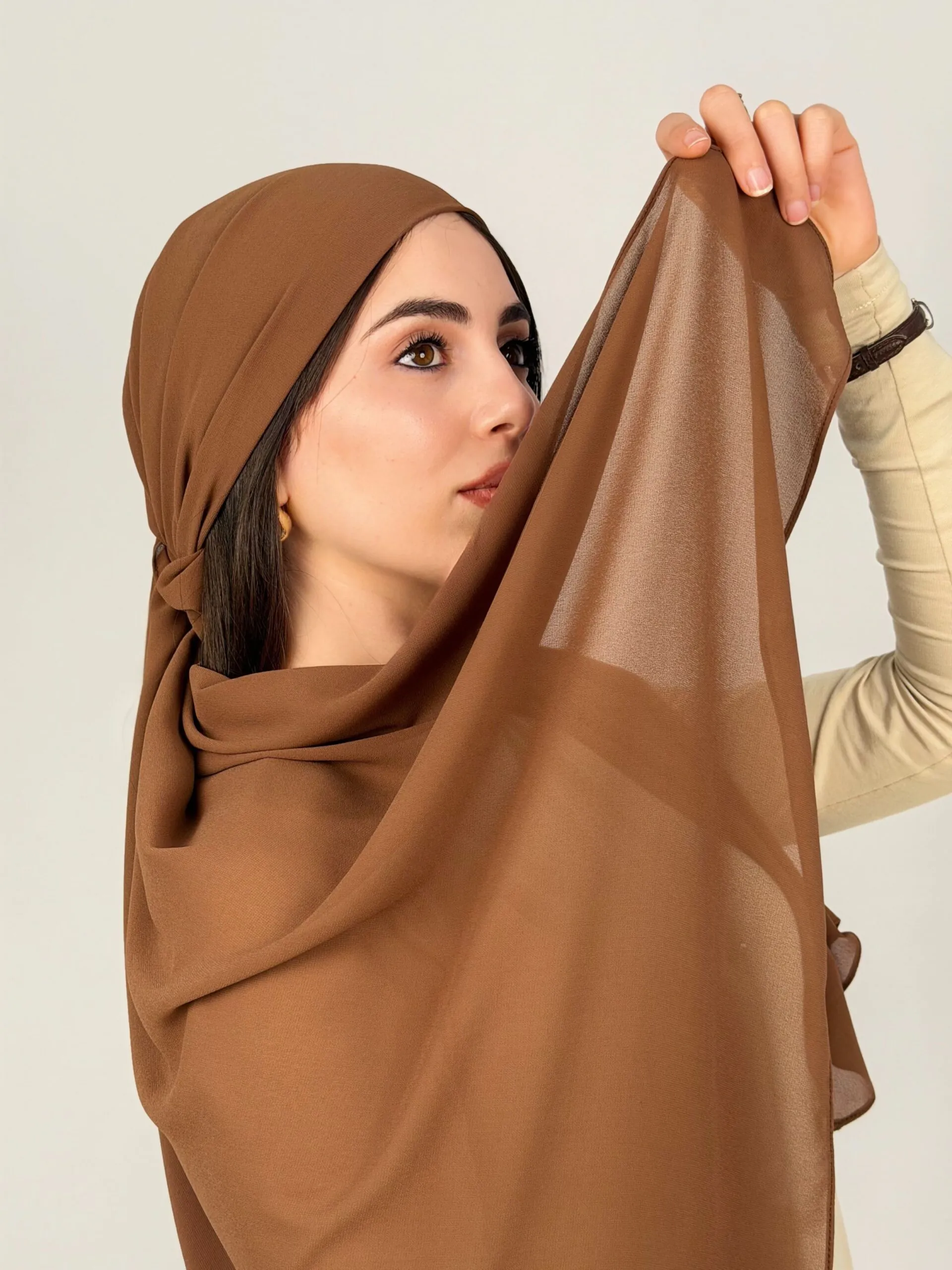 Foulard Chiffon Marron – Image 3