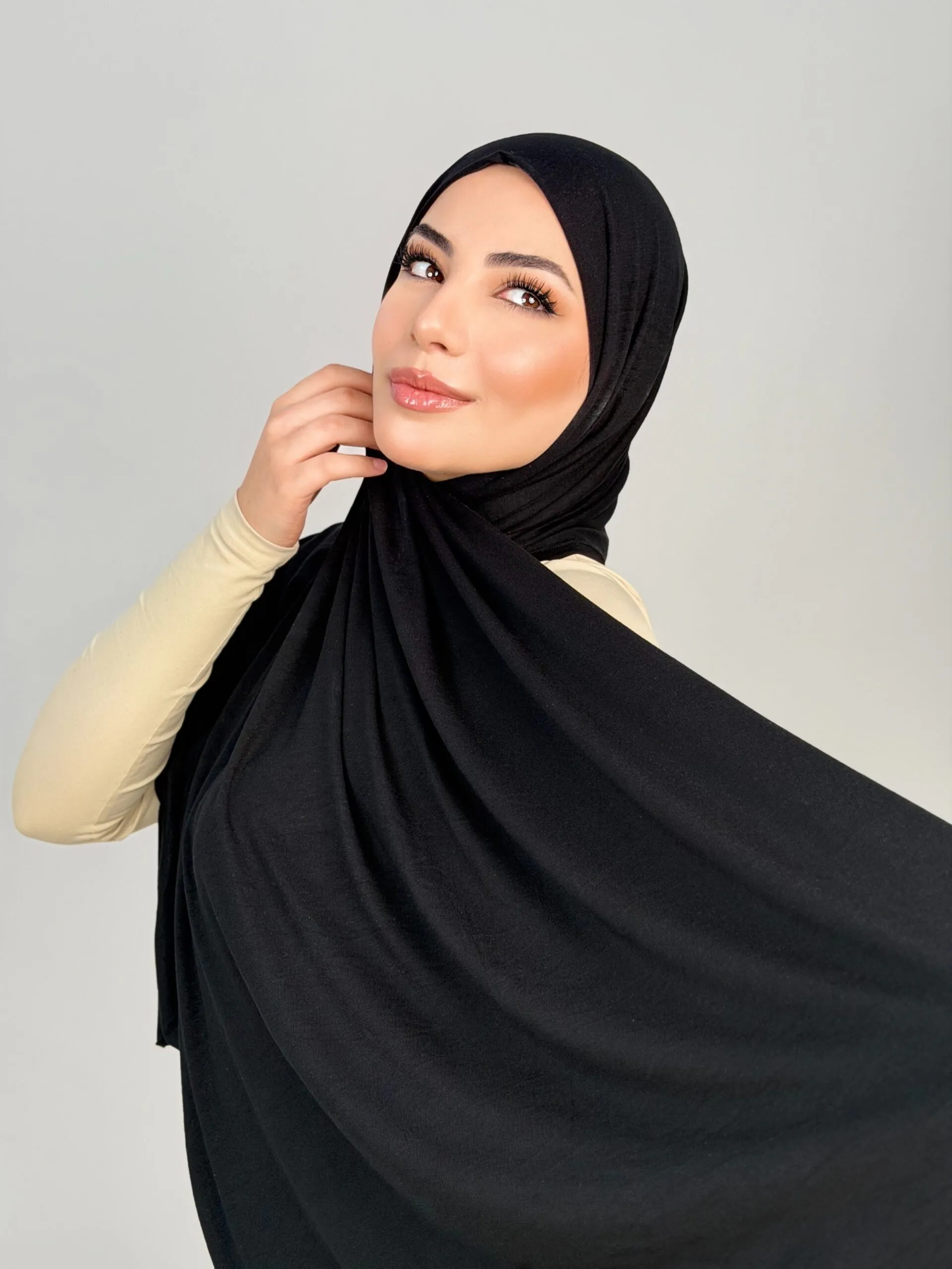 Foulard Cotton Viscose Noir – Image 1