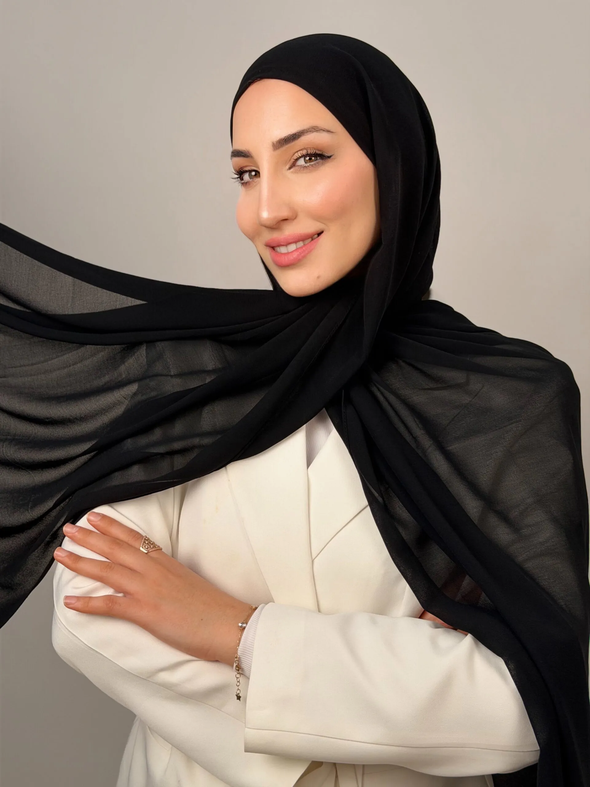 Foulard Chiffon Noir – Image 2