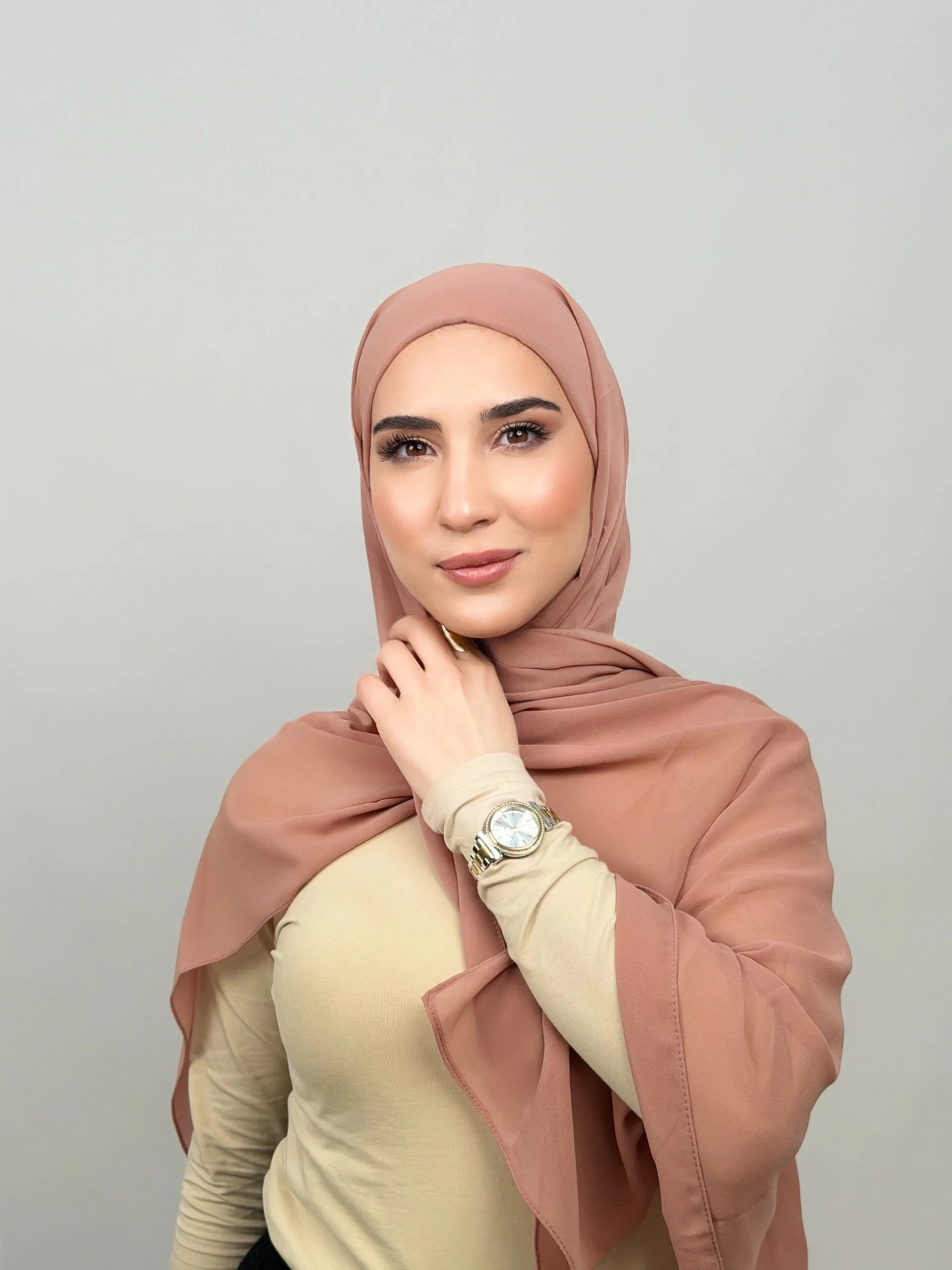 Foulard Chiffon Rose Balais – Image 2