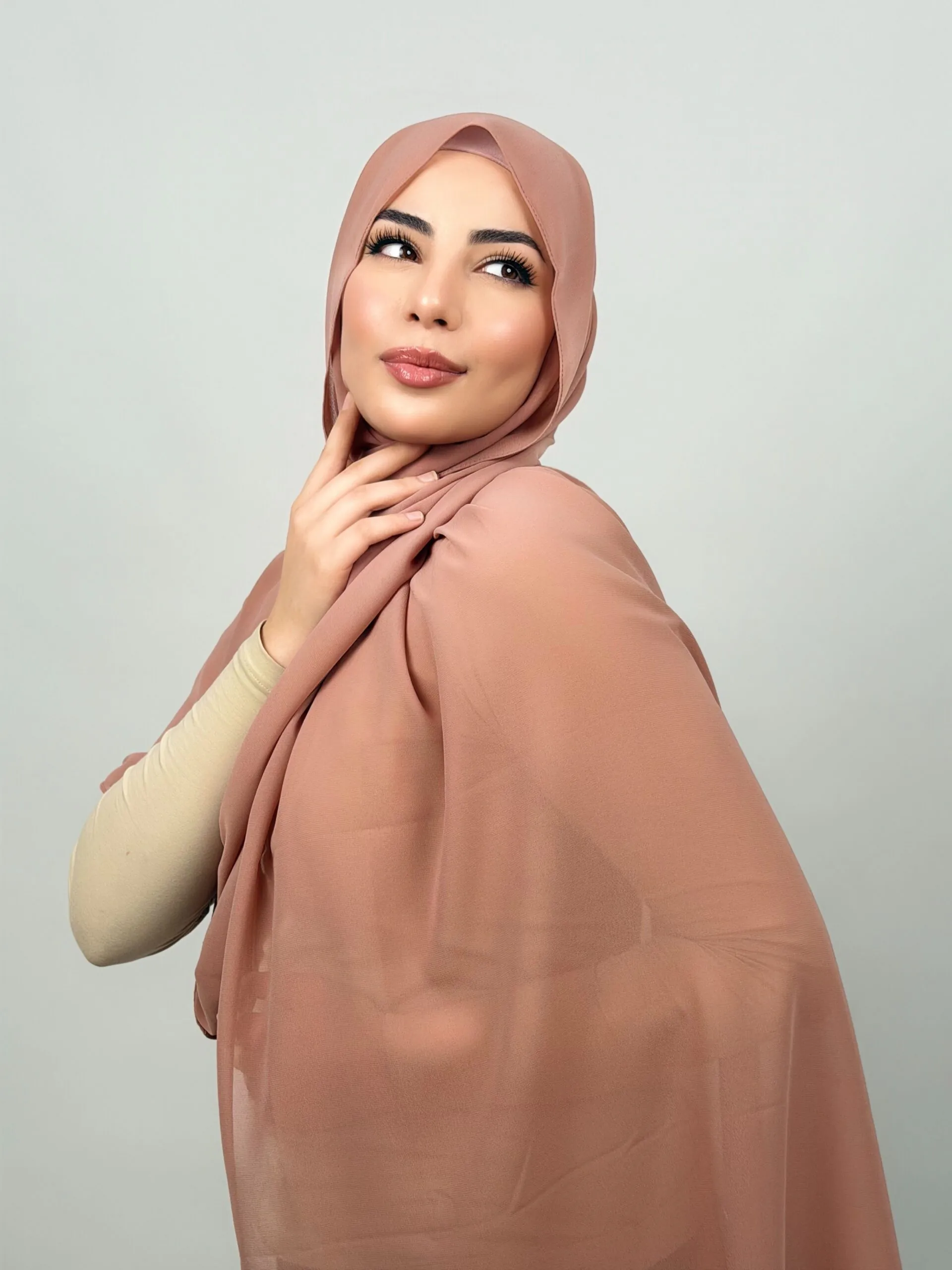 Foulard Chiffon Rose Balais – Image 3
