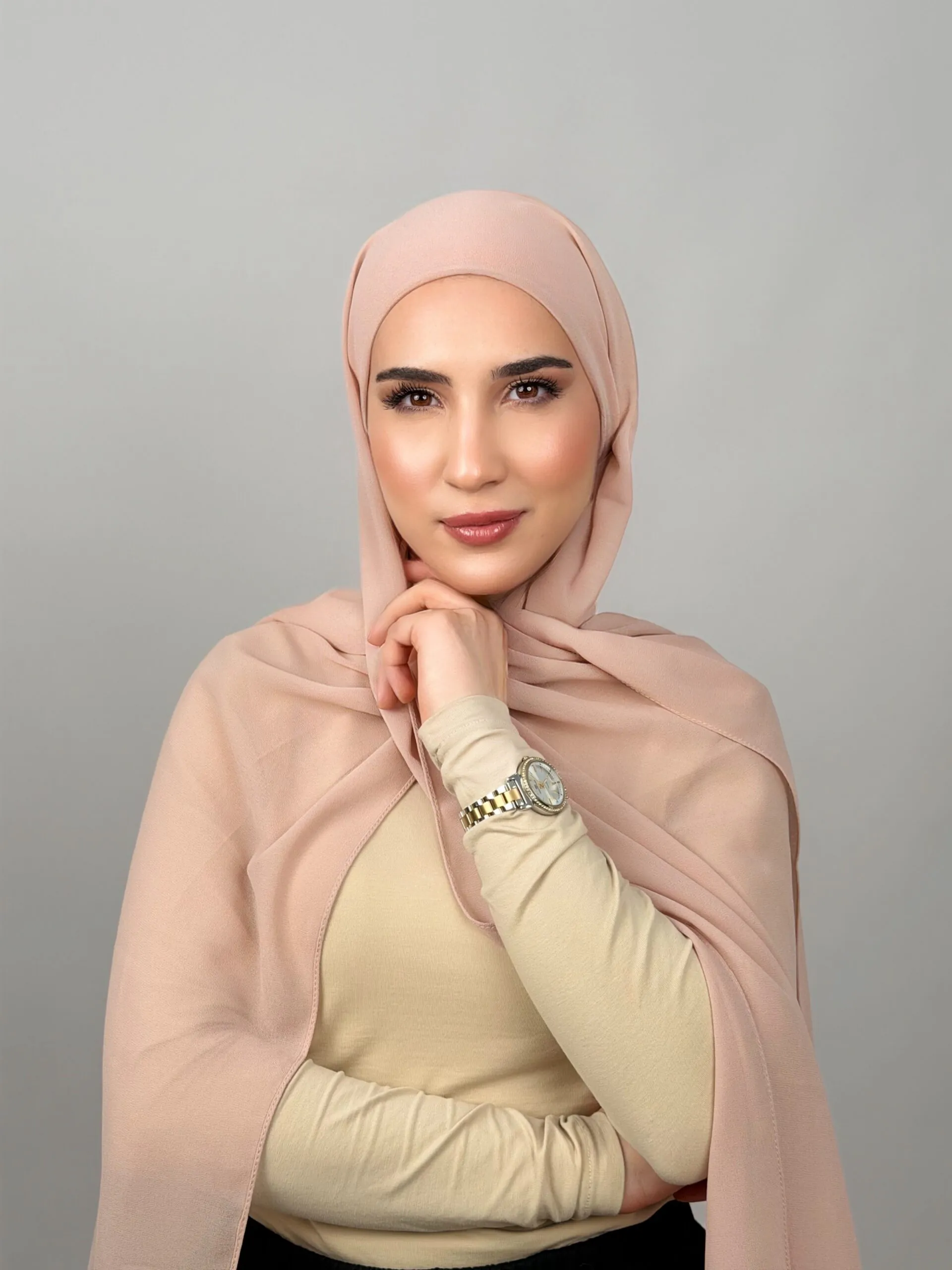 Foulard Chiffon Rose Bébé – Image 3