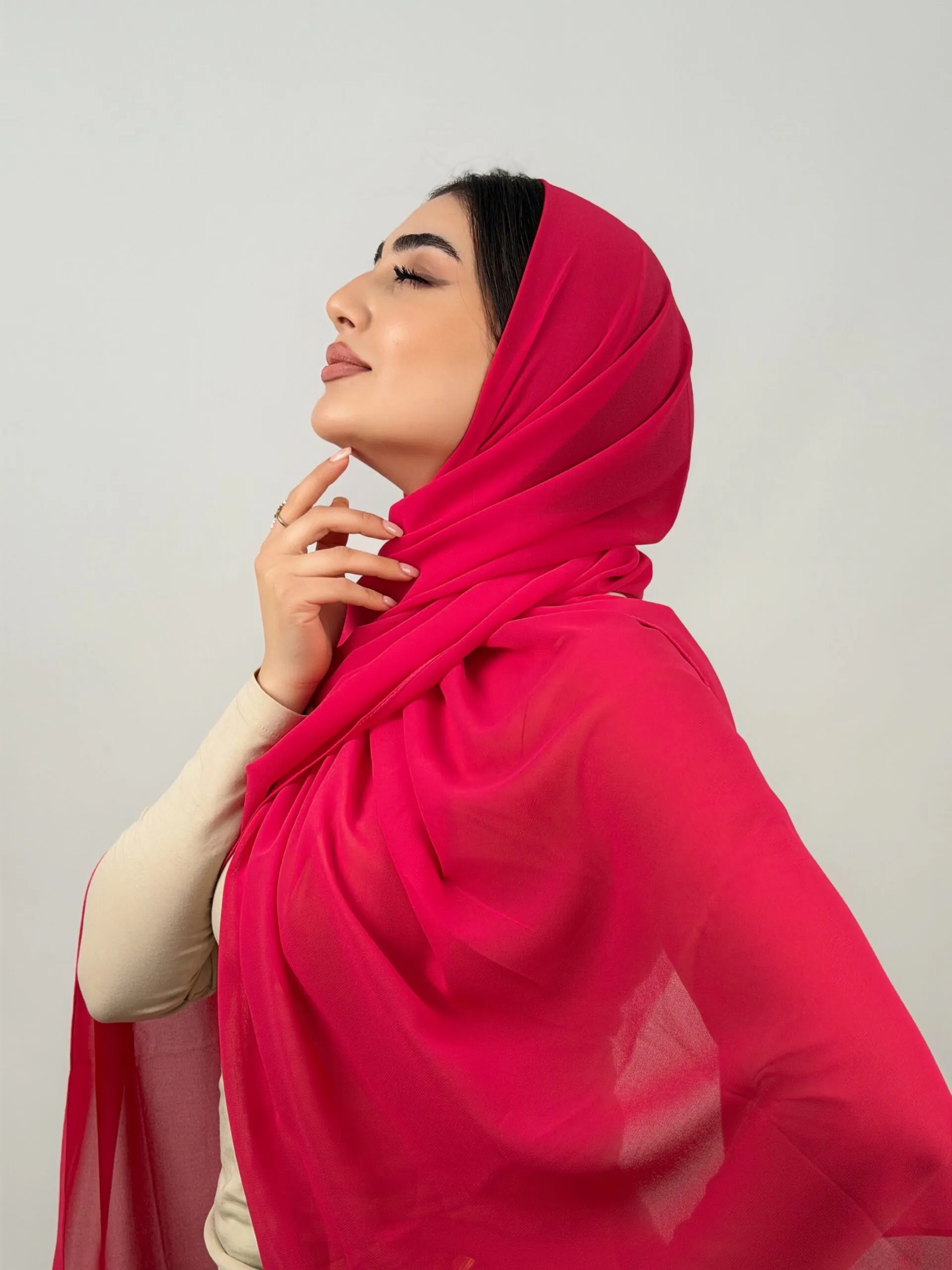 Foulard Chiffon Rose Fushia Clair – Image 2