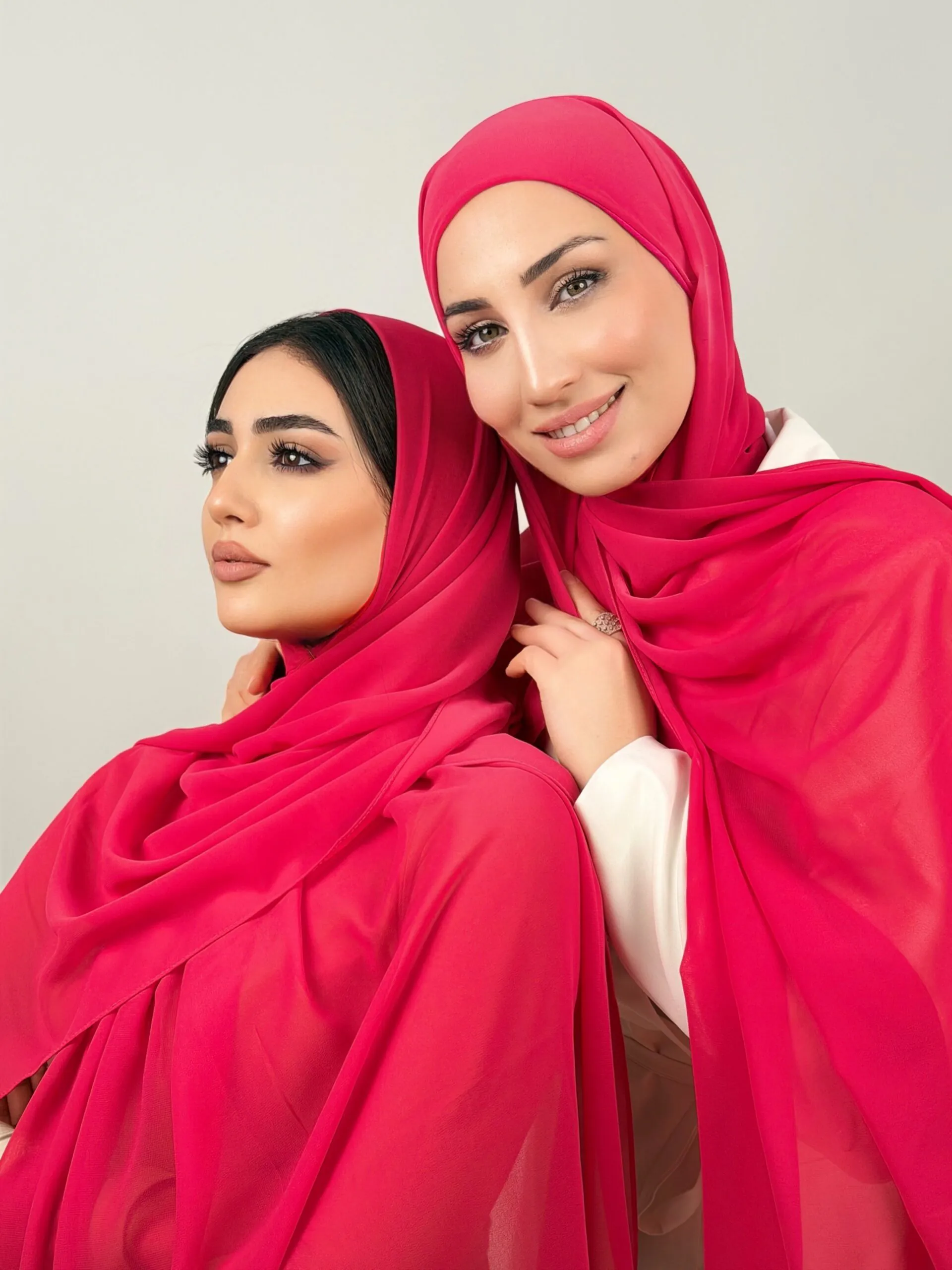 Rose Fushia Clair Foulard Chiffon Rose Fushia Clair – Image 1