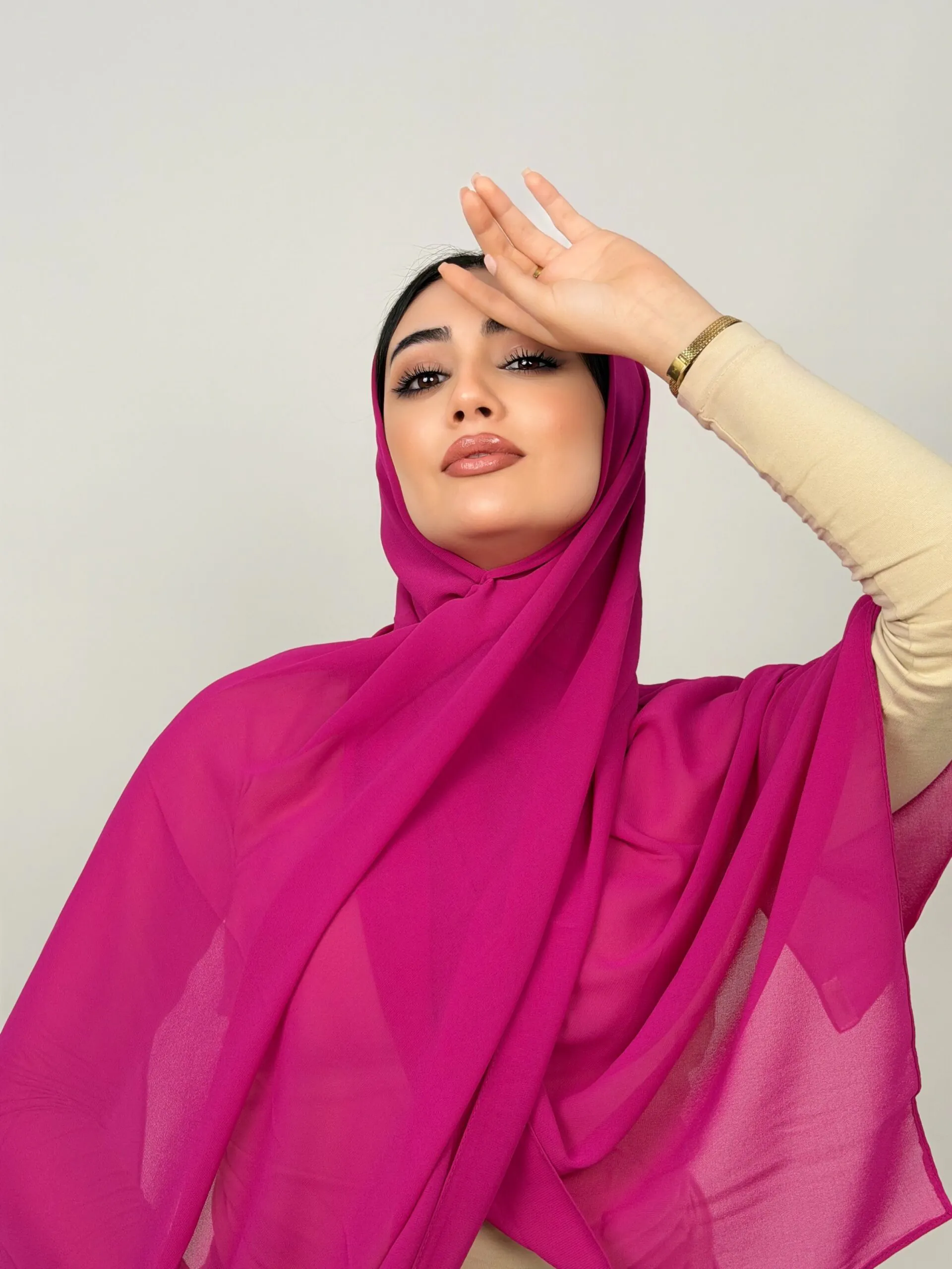 Foulard Chiffon Rose Indien – Image 2