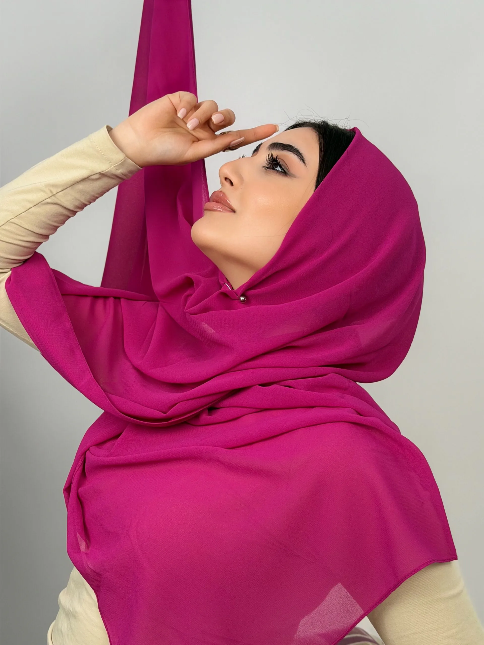 Foulard Chiffon Rose Indien – Image 3