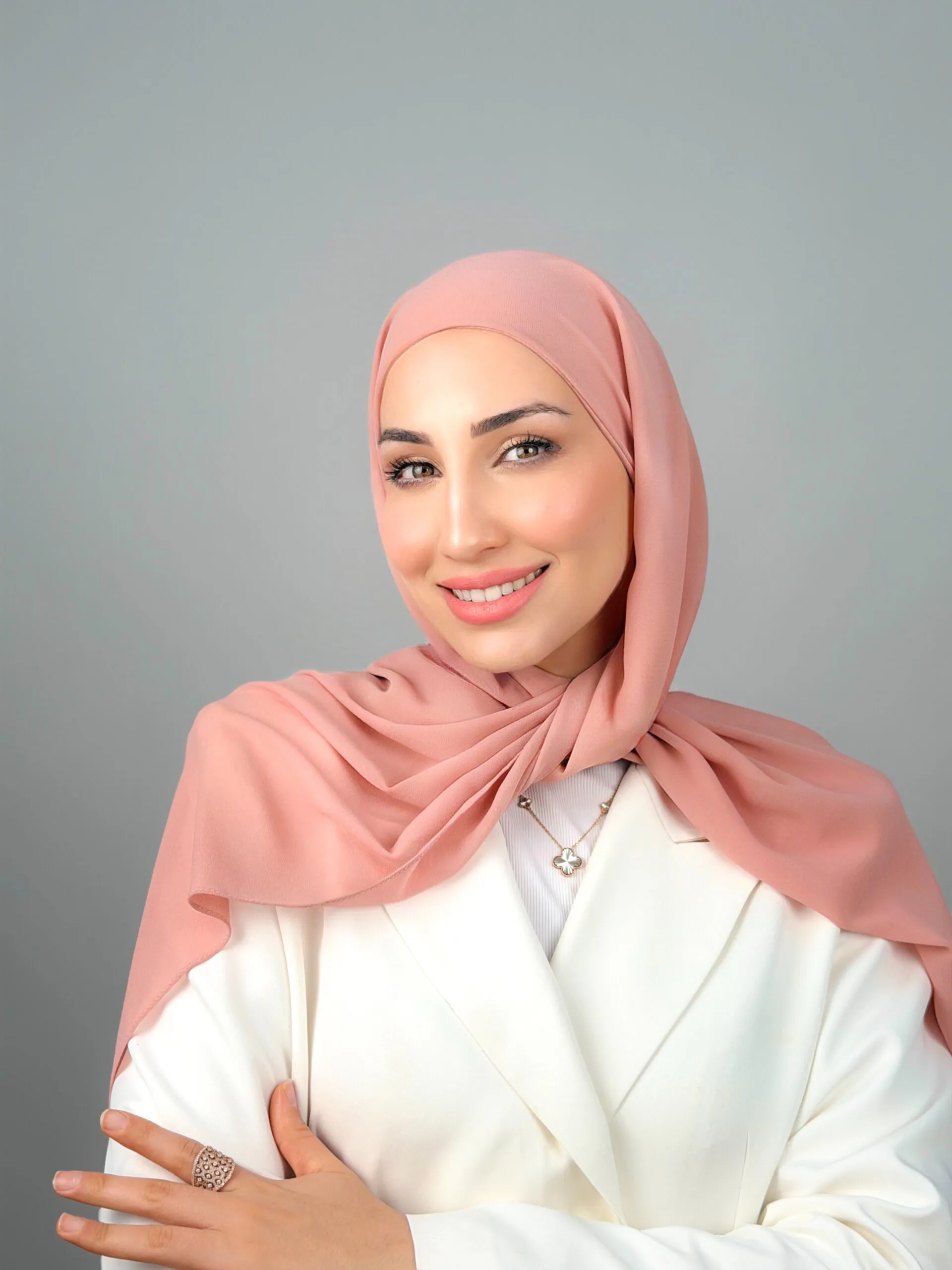 Foulard Chiffon Rose Poudré – Image 2