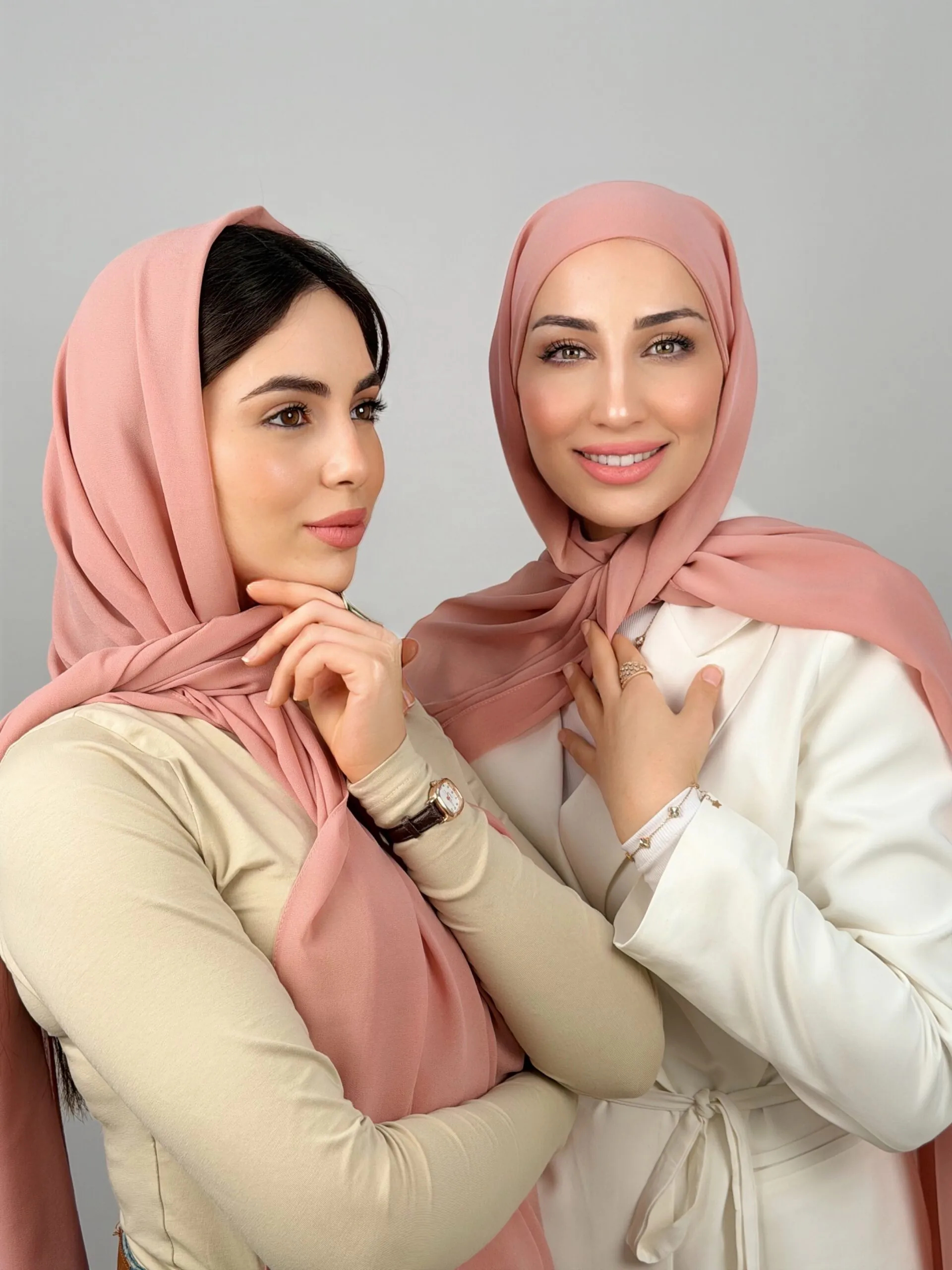 Foulard Chiffon Rose Poudré – Image 1