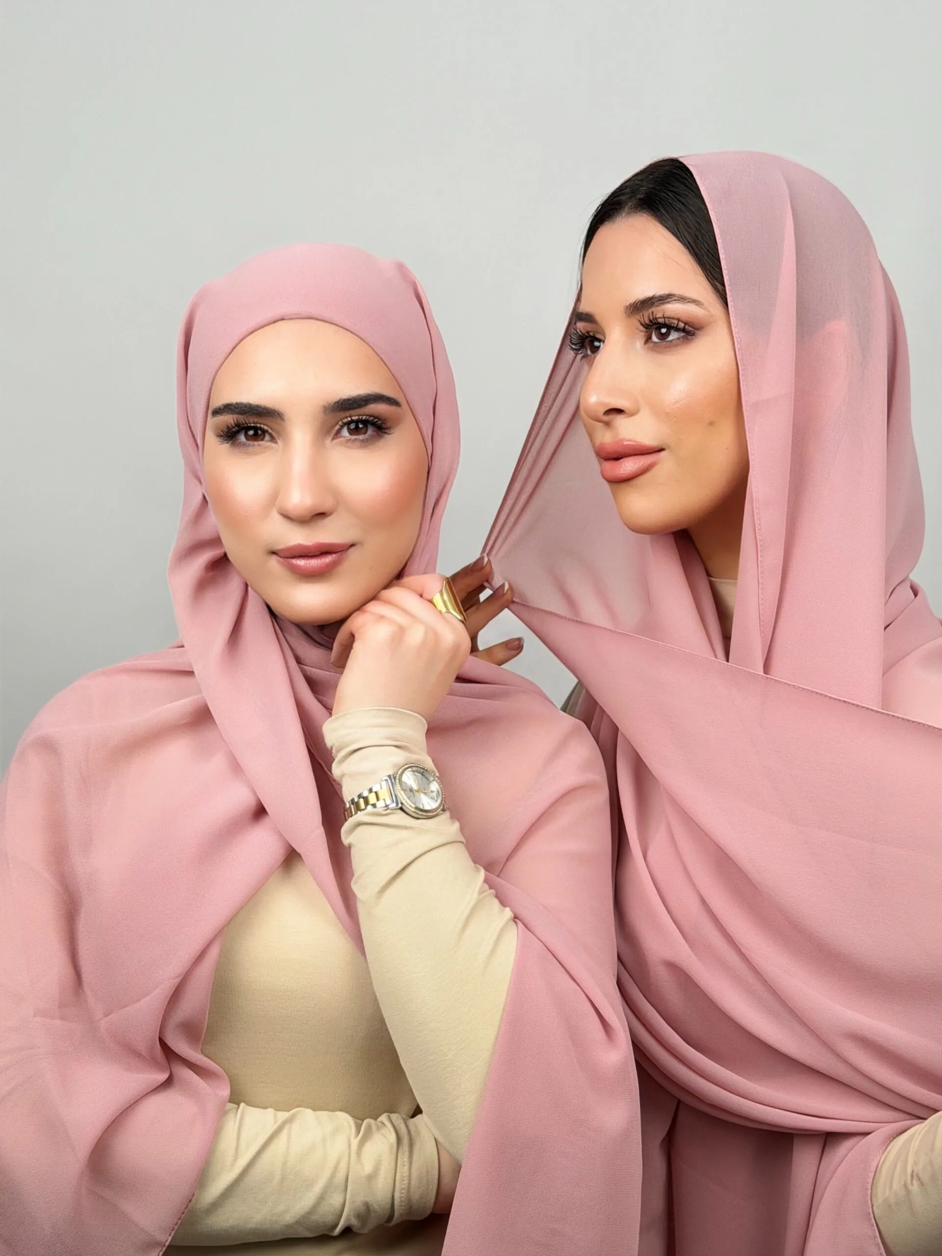 Rose élisé Foulard Chiffon Rose Elisé – Image 1