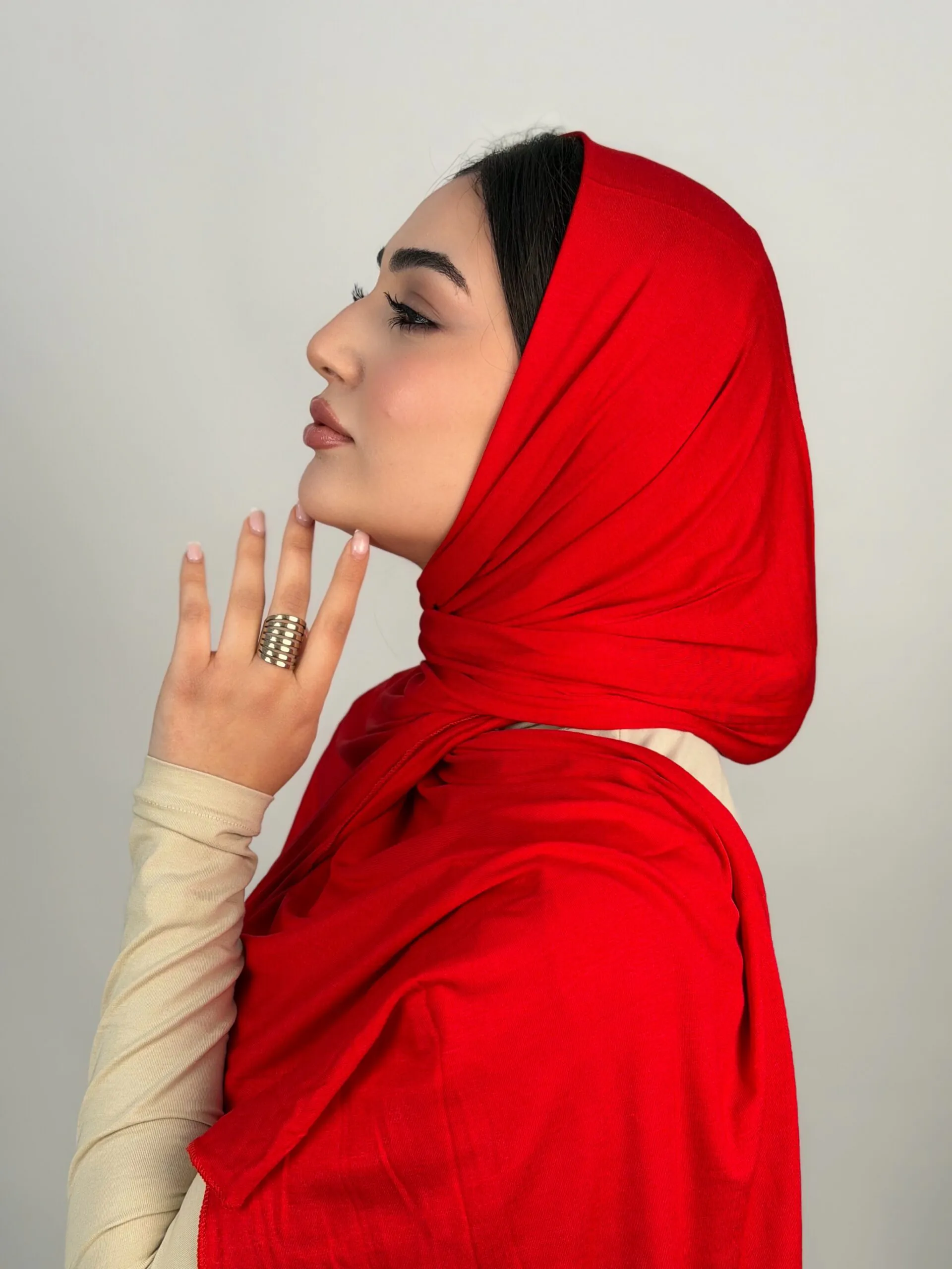 Foulard Cotton Viscose Rouge Vif – Image 2