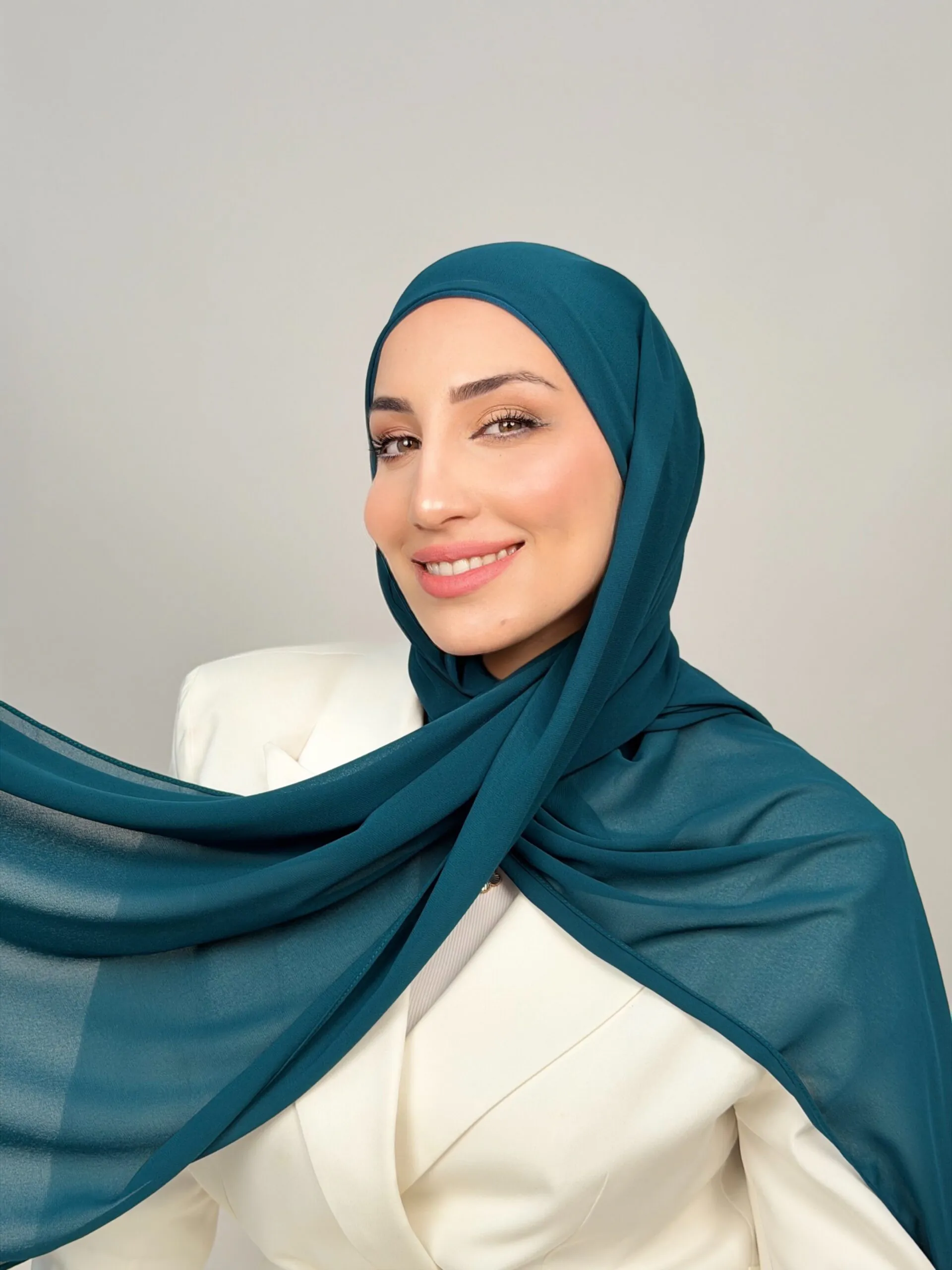 Foulard Chiffon Turquoise – Image 3