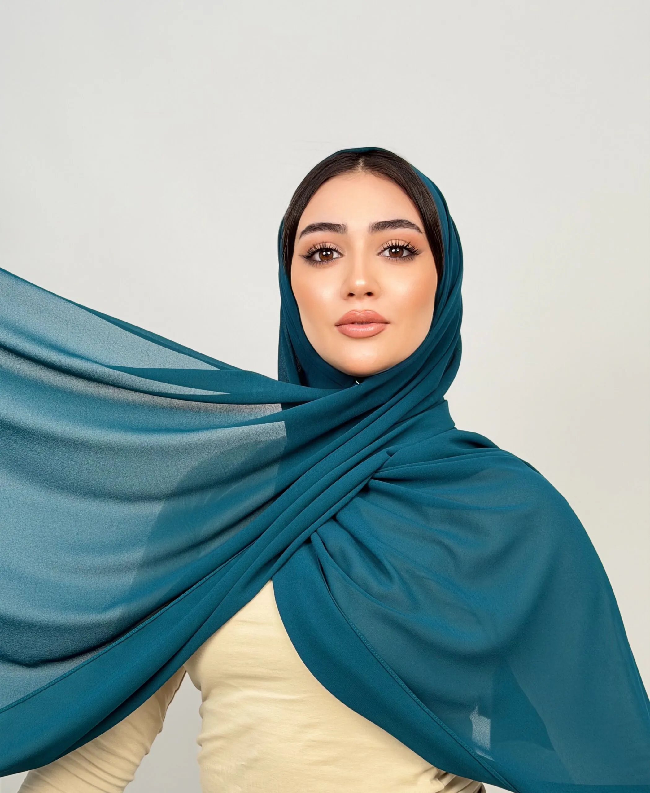 Foulard Chiffon Turquoise – Image 2
