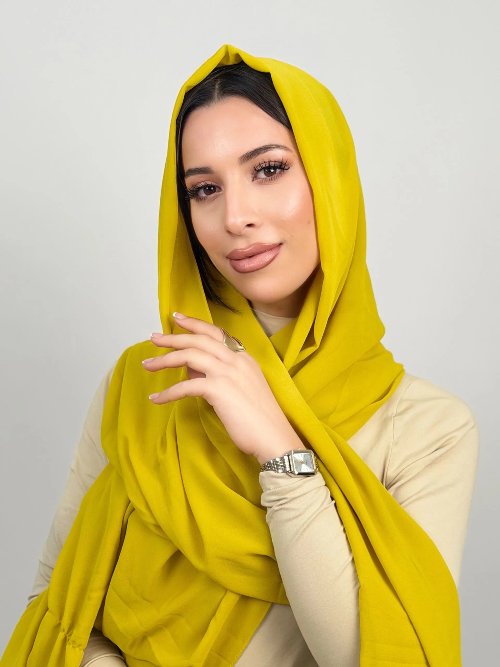 Foulard Chiffon Vert Jaune – Image 2