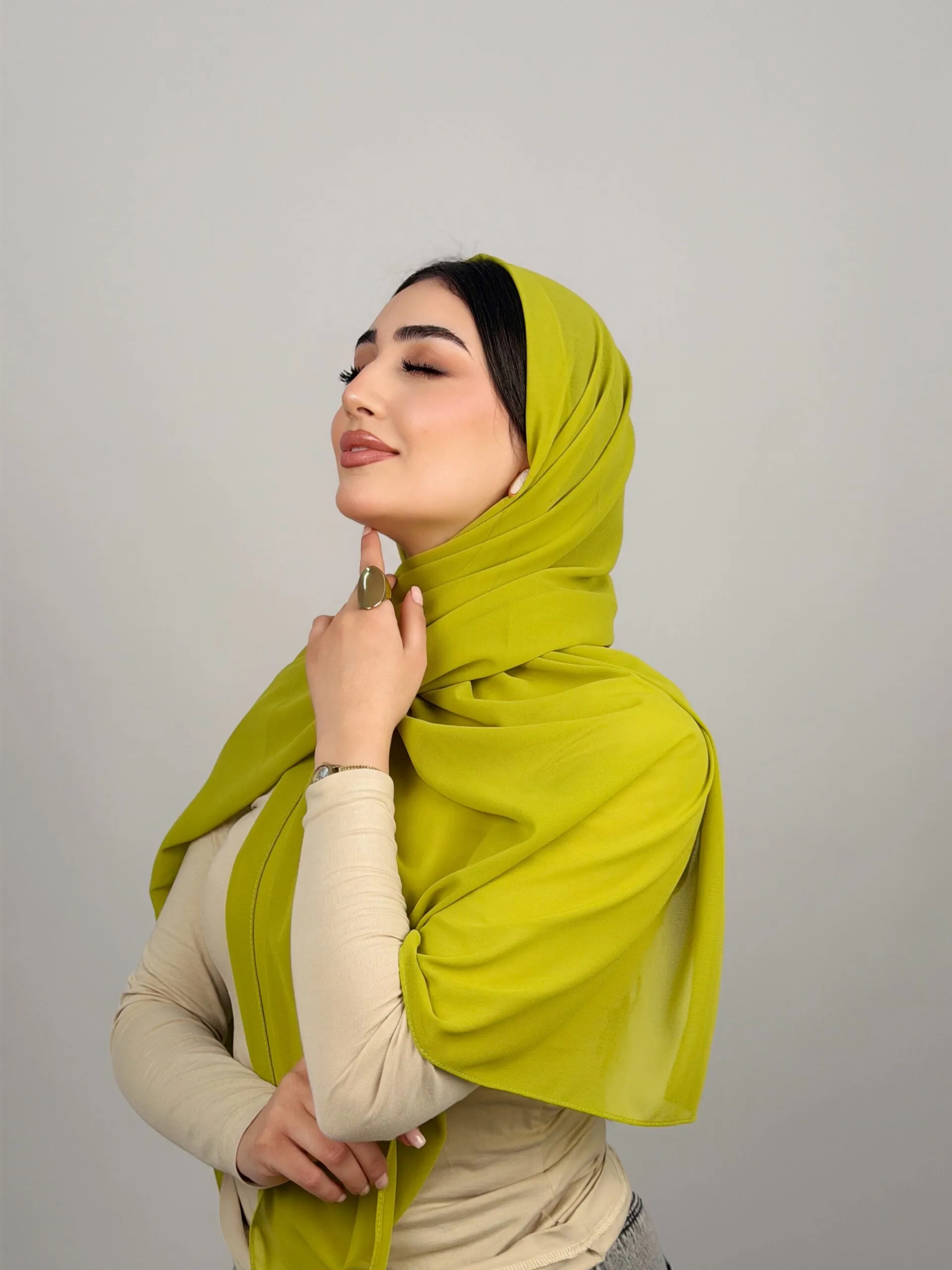 Foulard Chiffon Vert Kiwi – Image 2