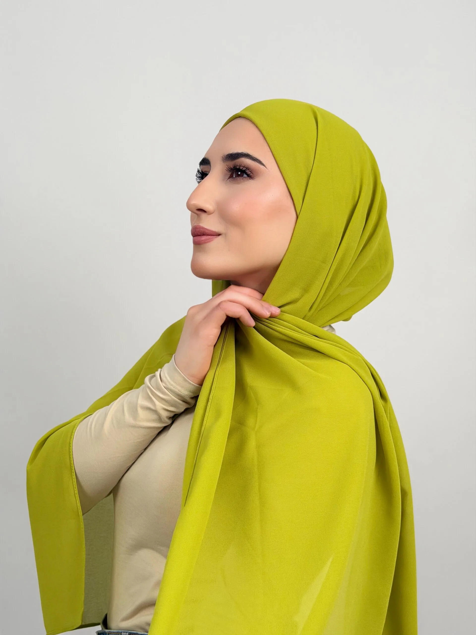 Foulard Chiffon Vert Kiwi – Image 4