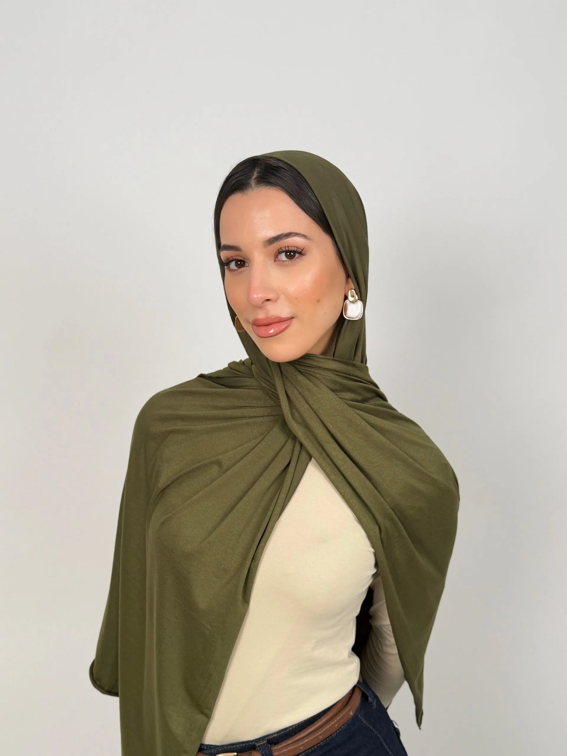 Foulard Cotton Viscose Vert Militaire – Image 2