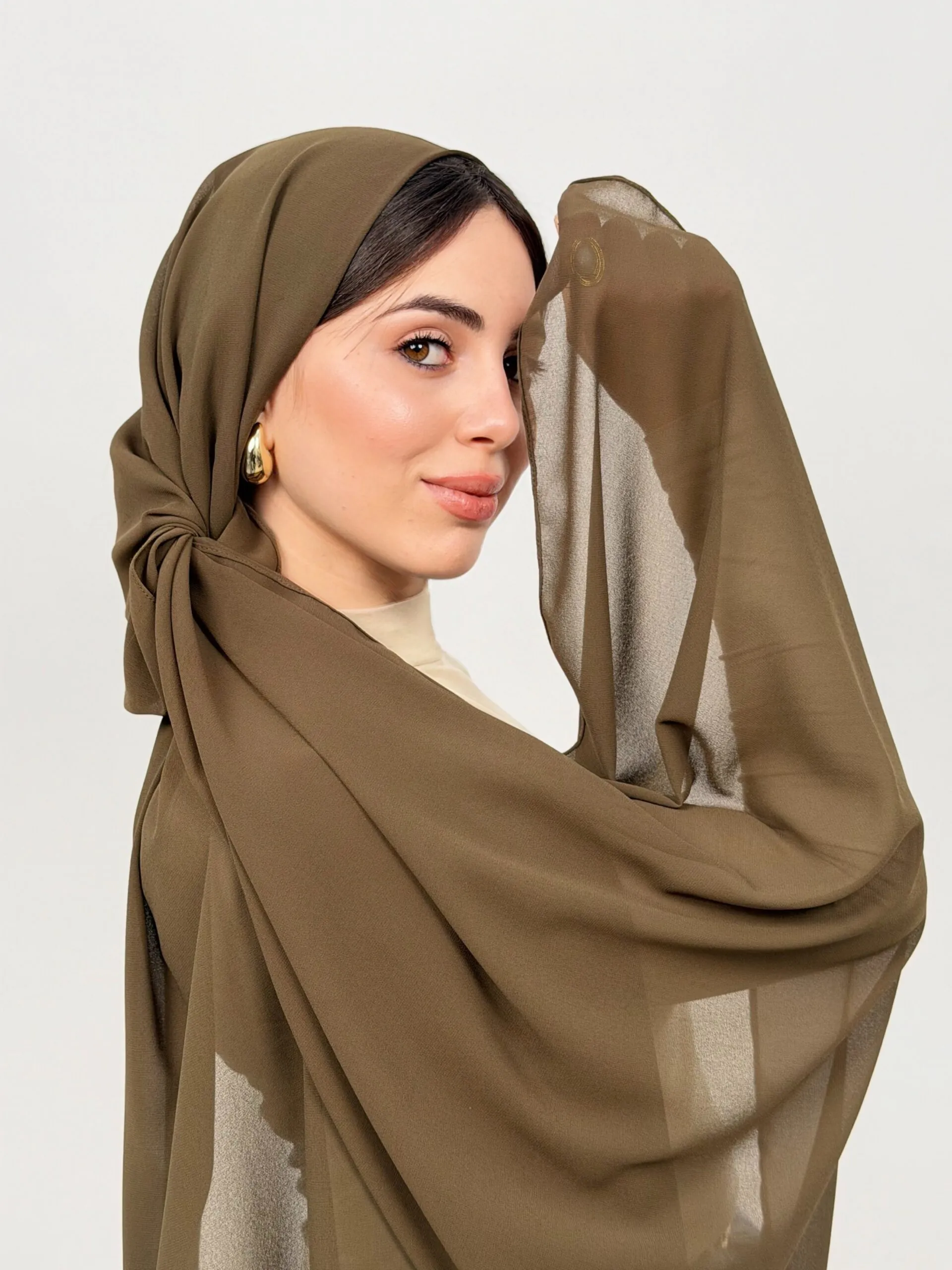 Foulard Chiffon Vert Militaire – Image 2