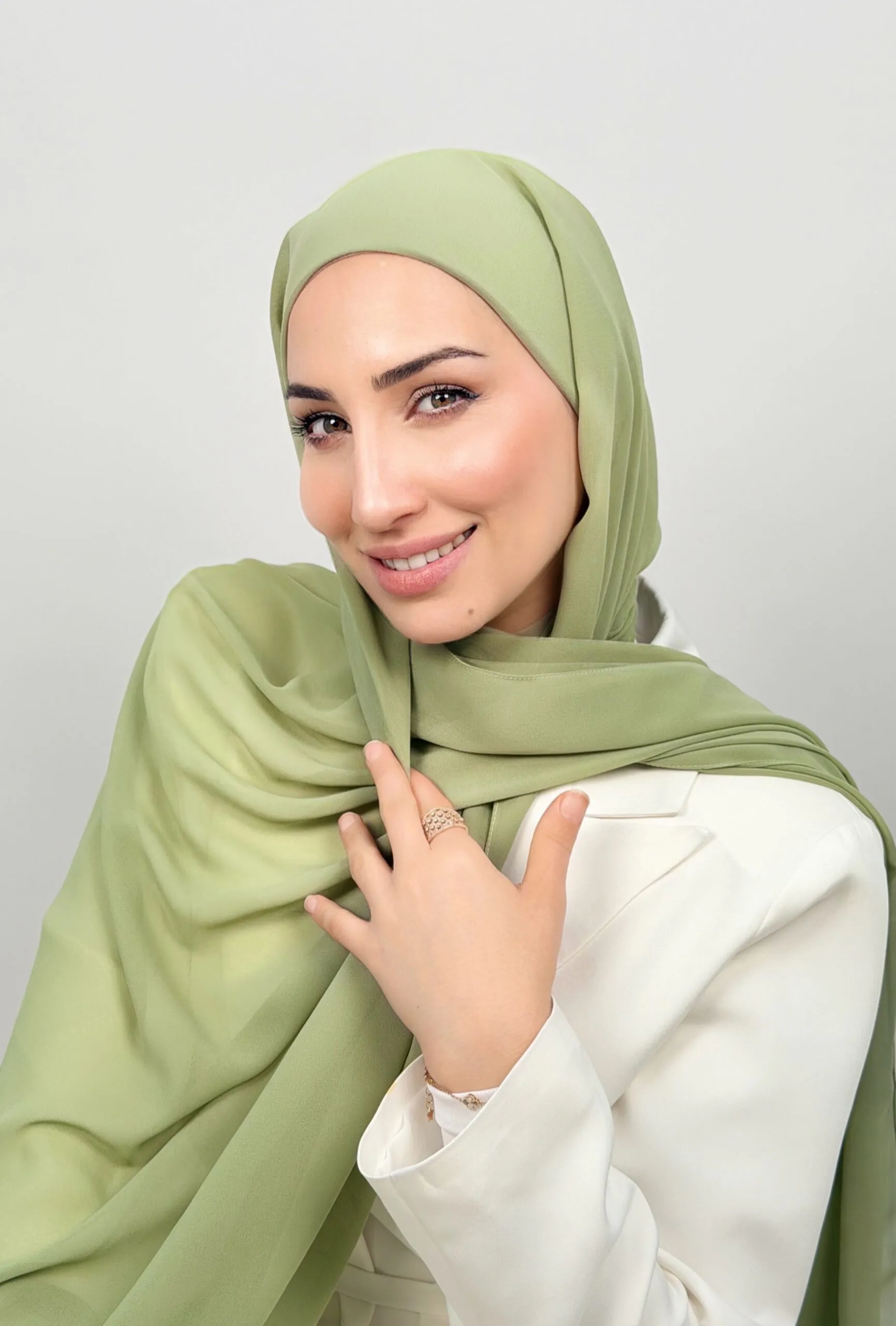 foulard Chiffon Vert Pastel – Image 3