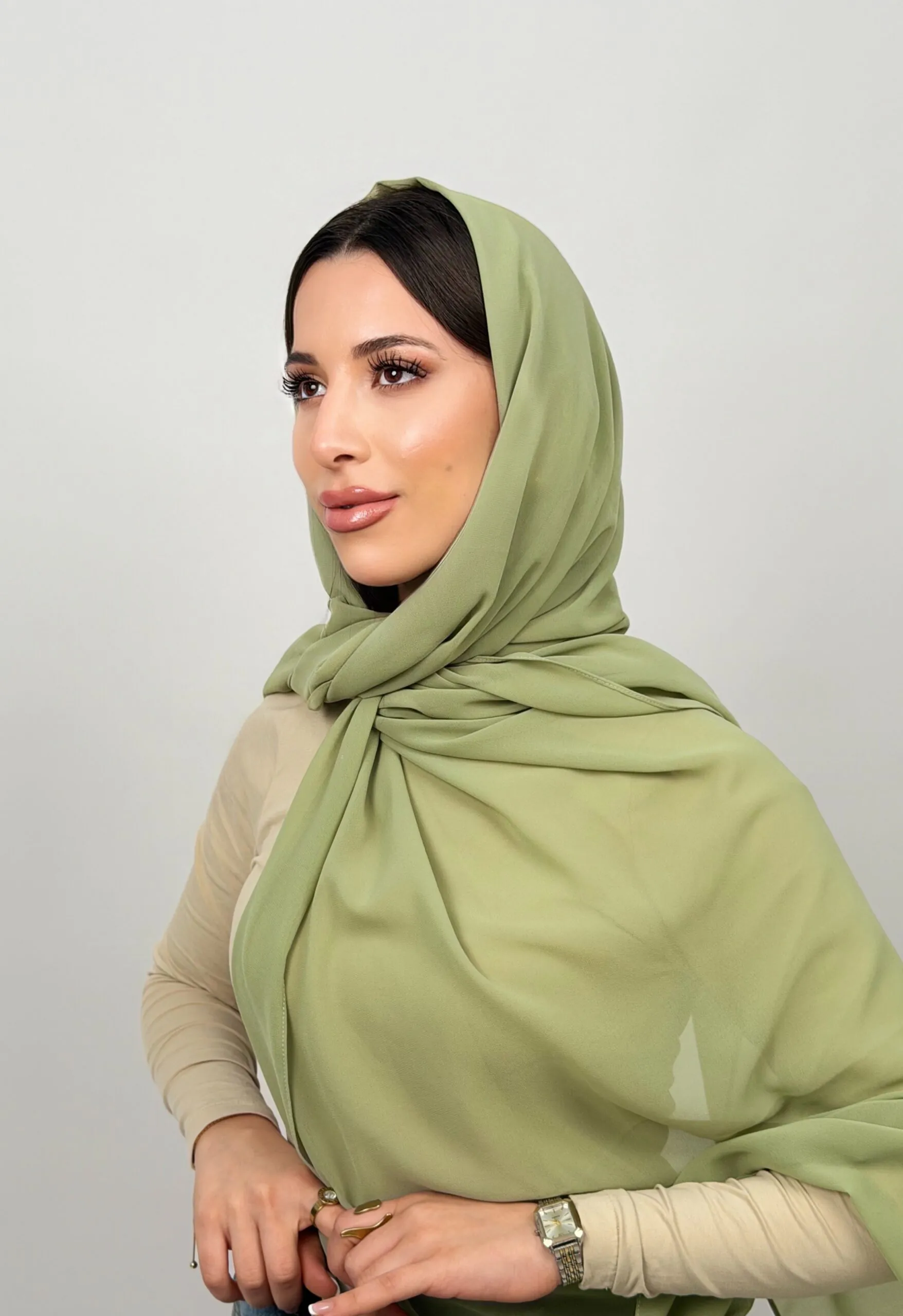 foulard Chiffon Vert Pastel – Image 2