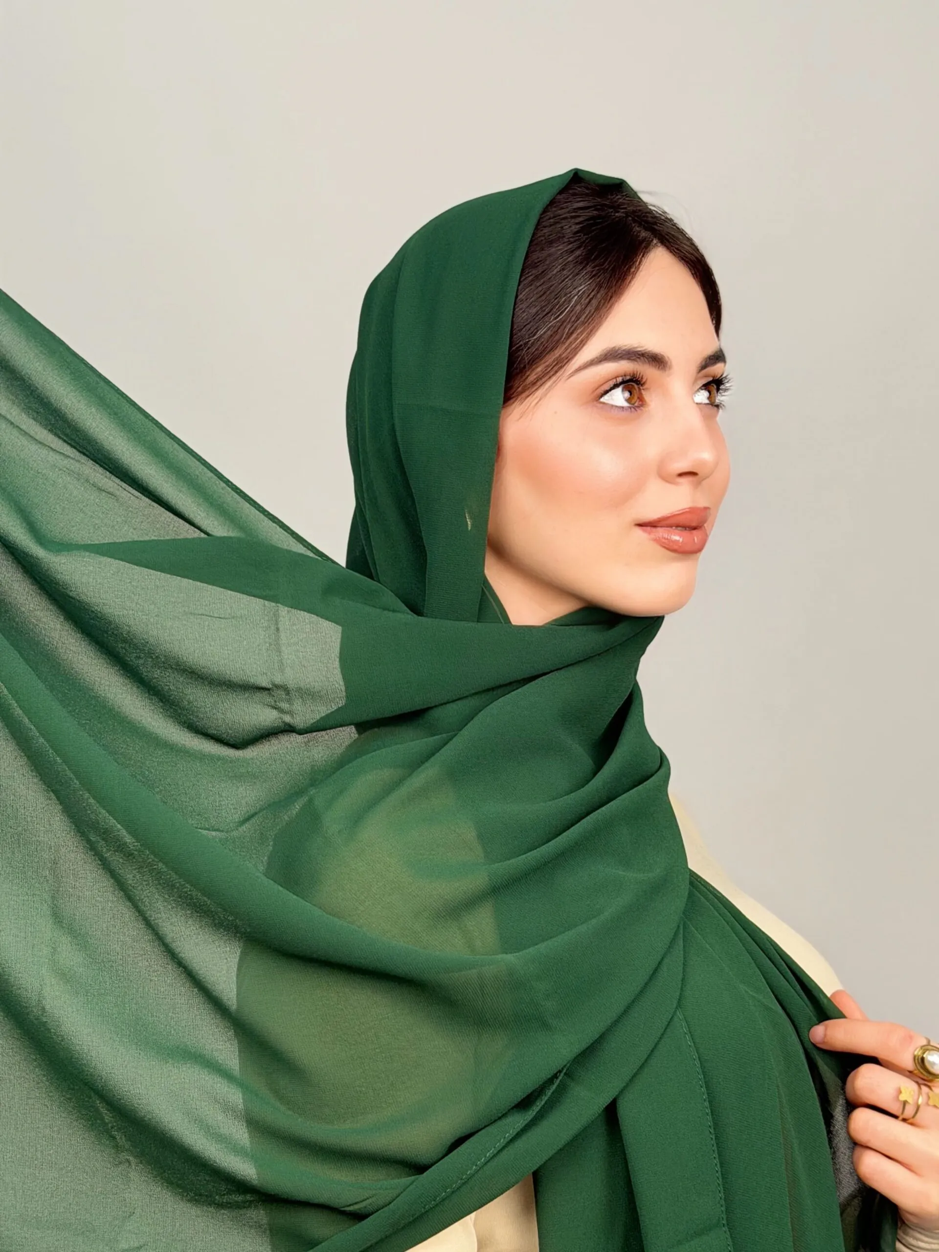 Foulard Chiffon Vert Rotana – Image 2