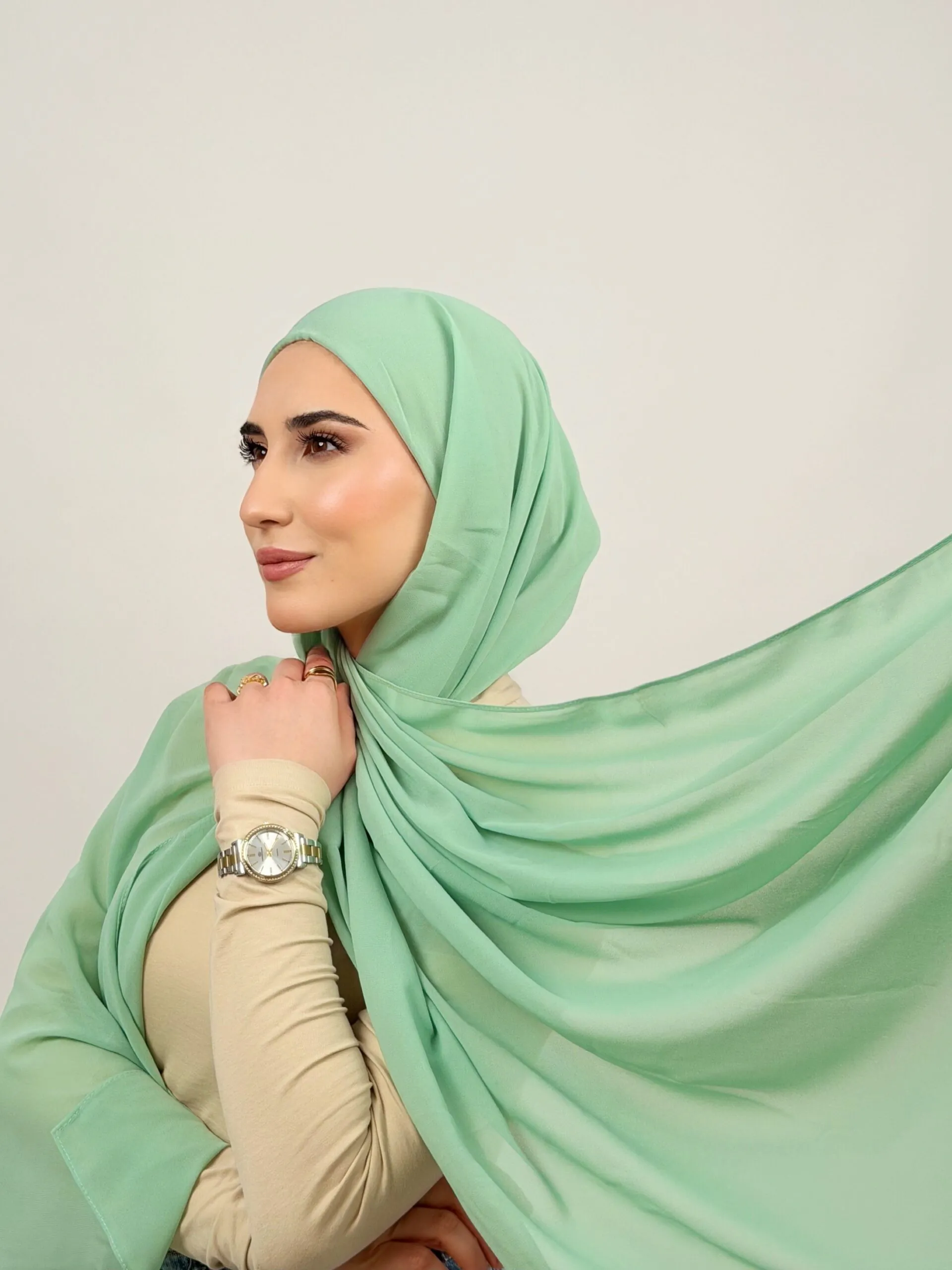 Foulard Chiffon Vert d'eau – Image 2