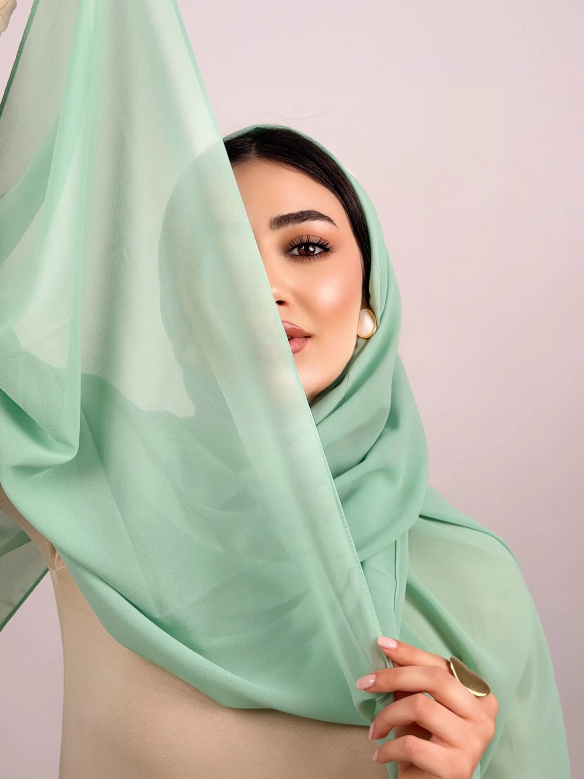 Foulard Chiffon Vert d'eau – Image 1