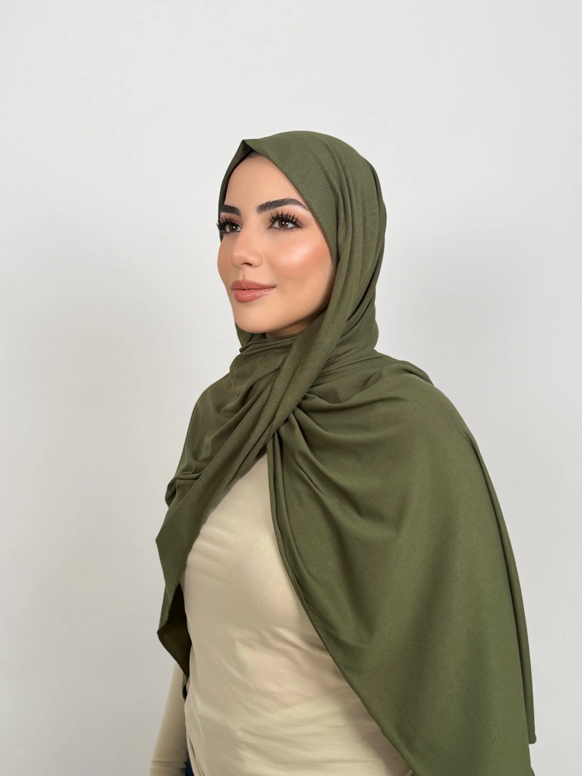 Foulard Cotton Viscose Vert Olive – Image 1