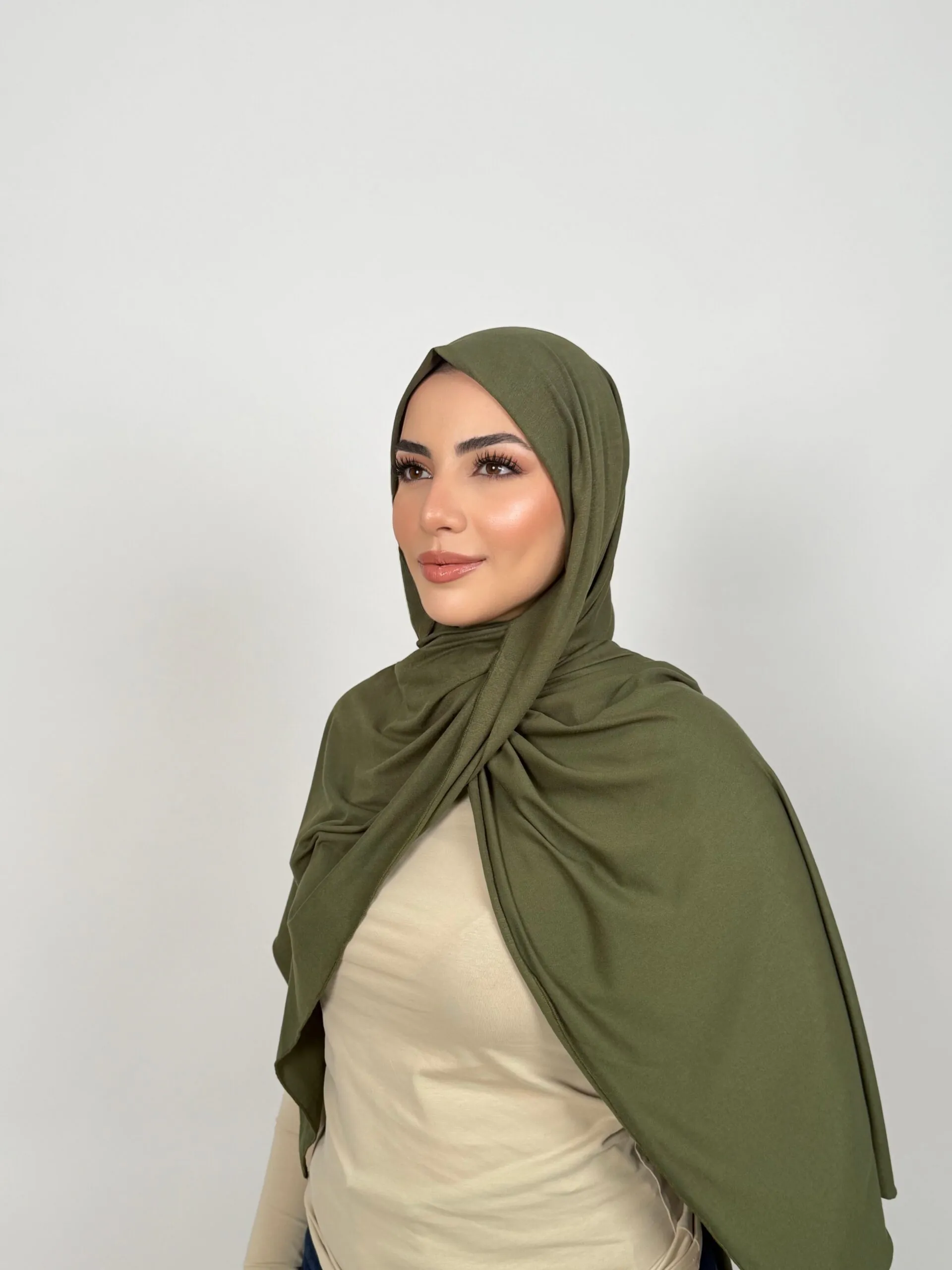 Foulard Cotton Viscose Vert Olive – Image 2