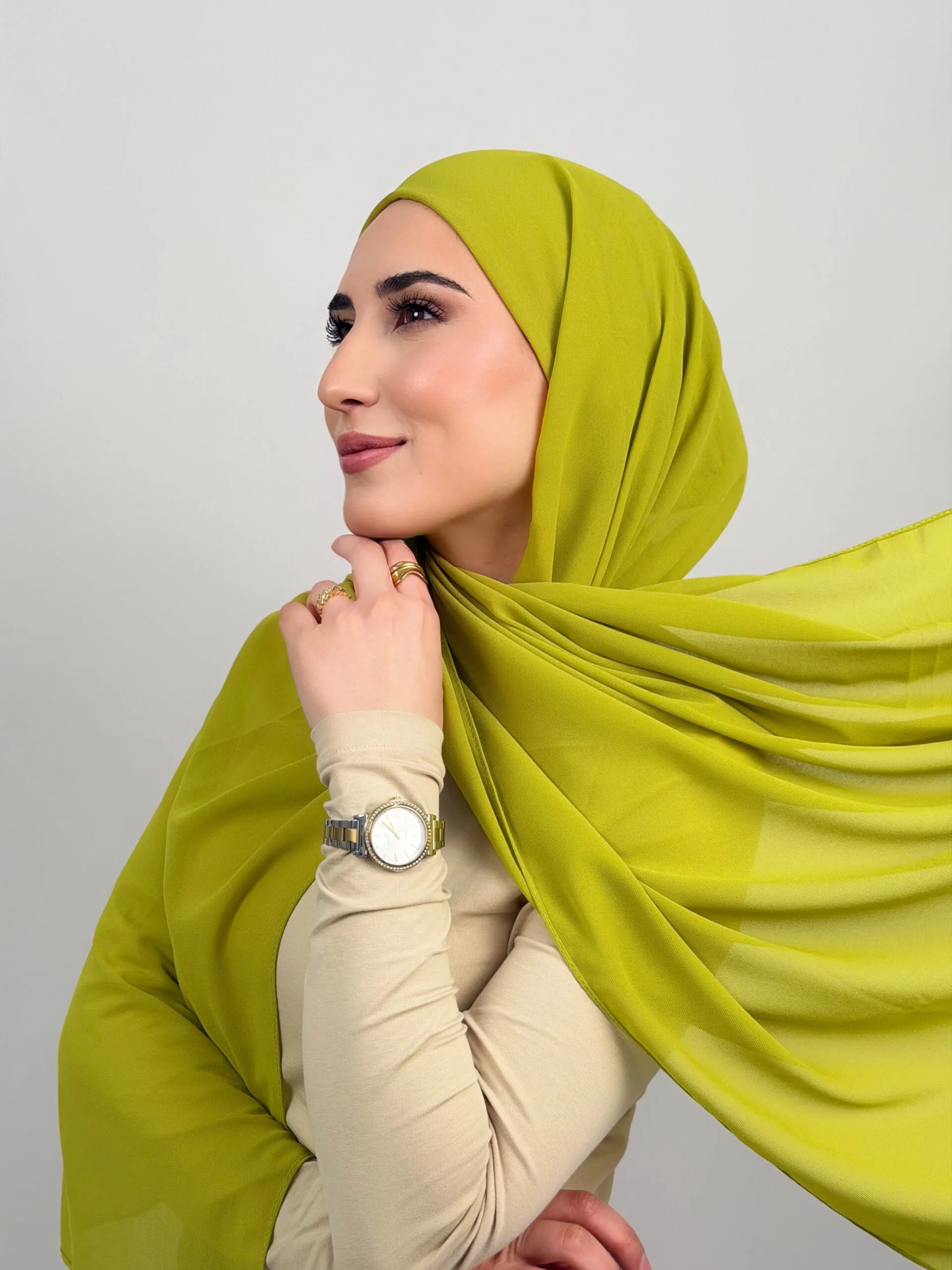 Foulard Chiffon Vert Kiwi – Image 1