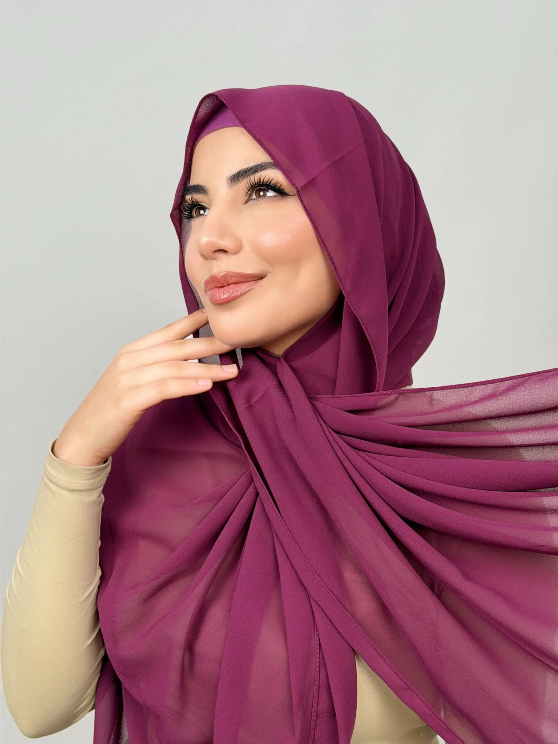 Foulard Chiffon Violet Foncé – Image 2