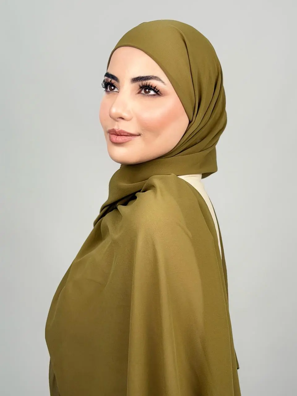 Foulard Chiffon Vert Olive – Image 3