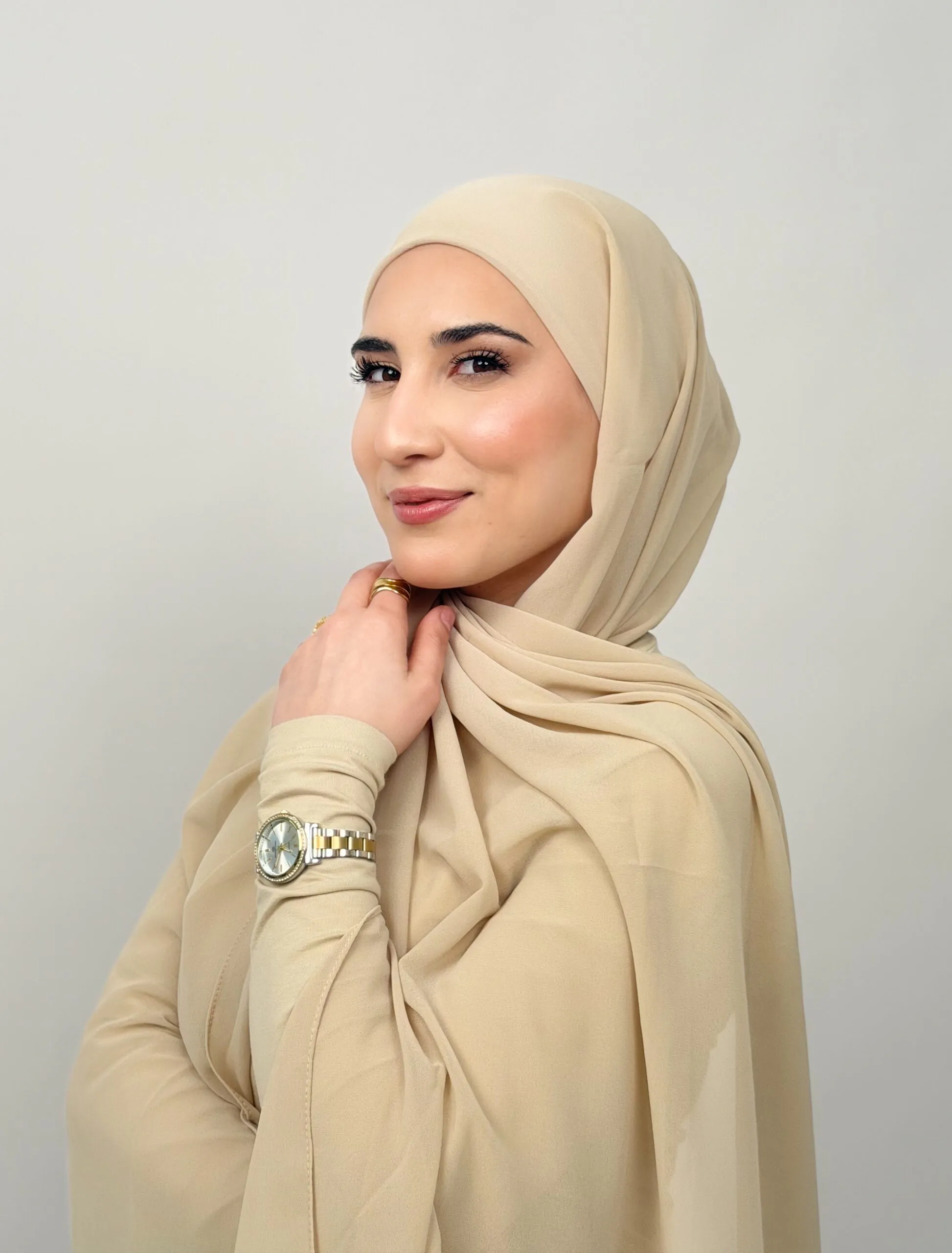 Foulard Chiffon Beige Fade – Image 3