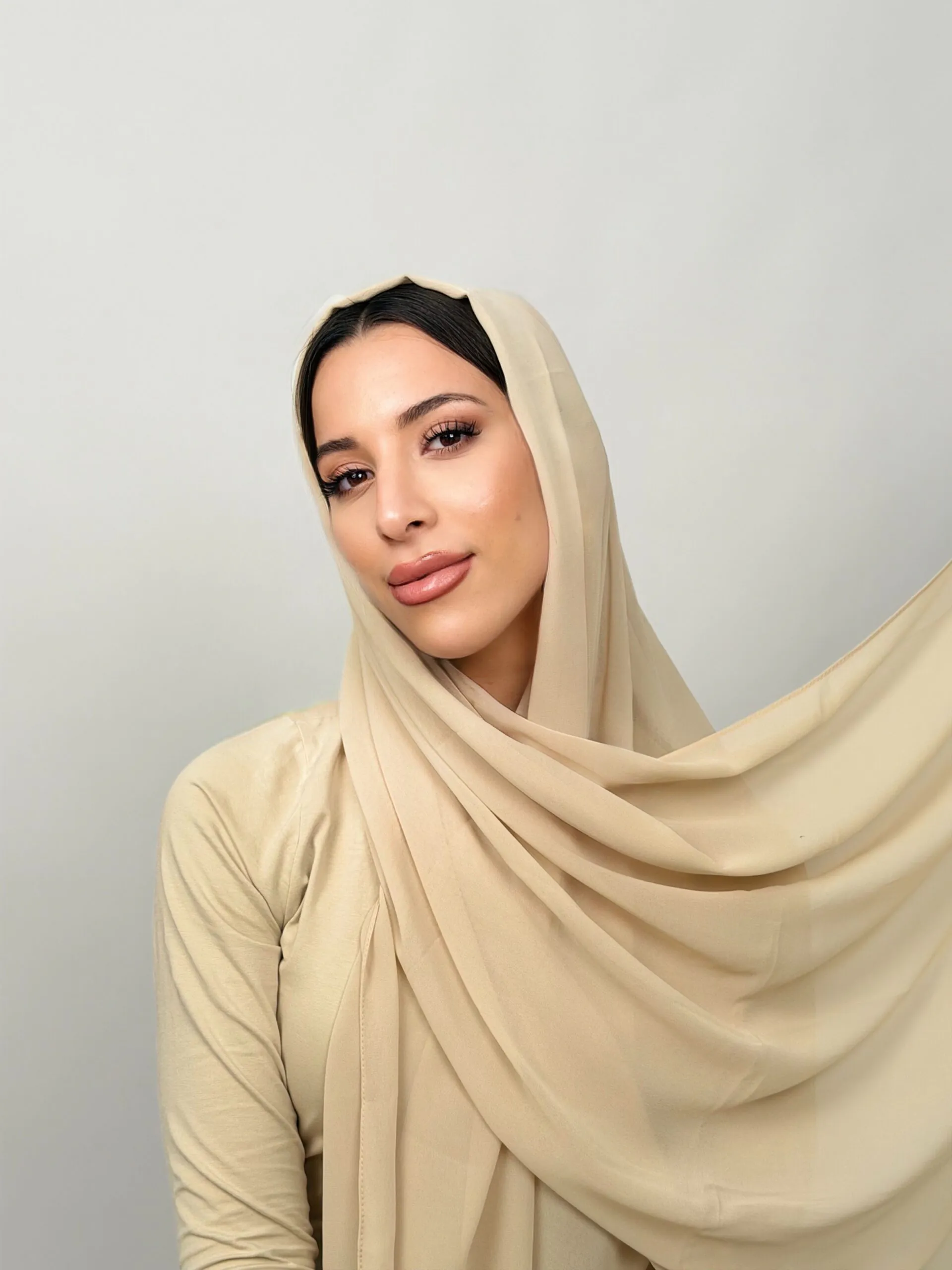 Foulard Chiffon Beige Fade – Image 2