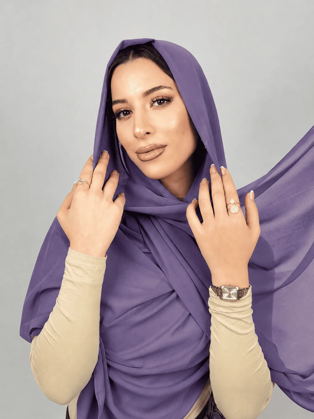 Foulard Chiffon Mauve – Image 3